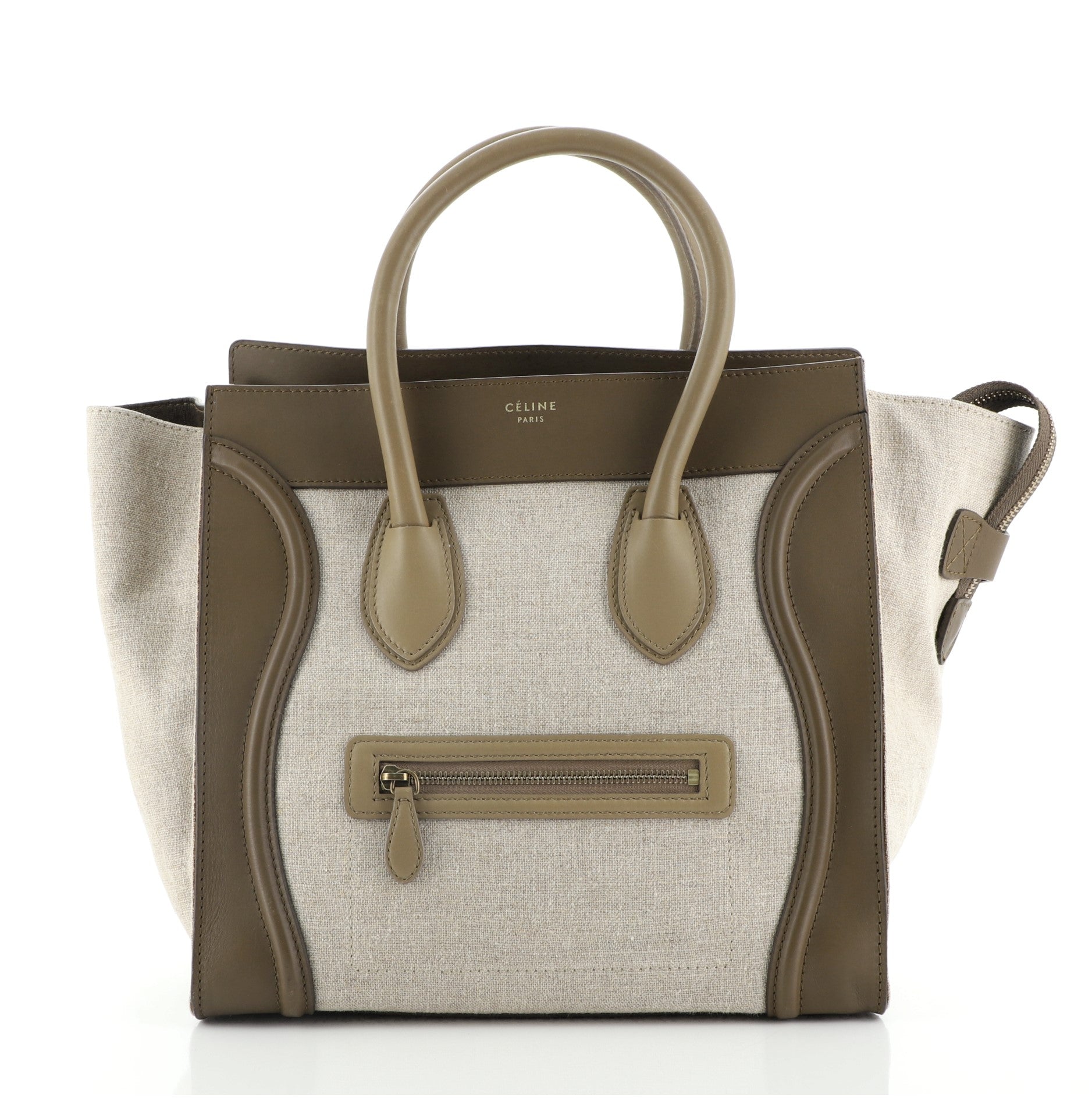 Tricolor Luggage Bag Canvas and Leather Mini
