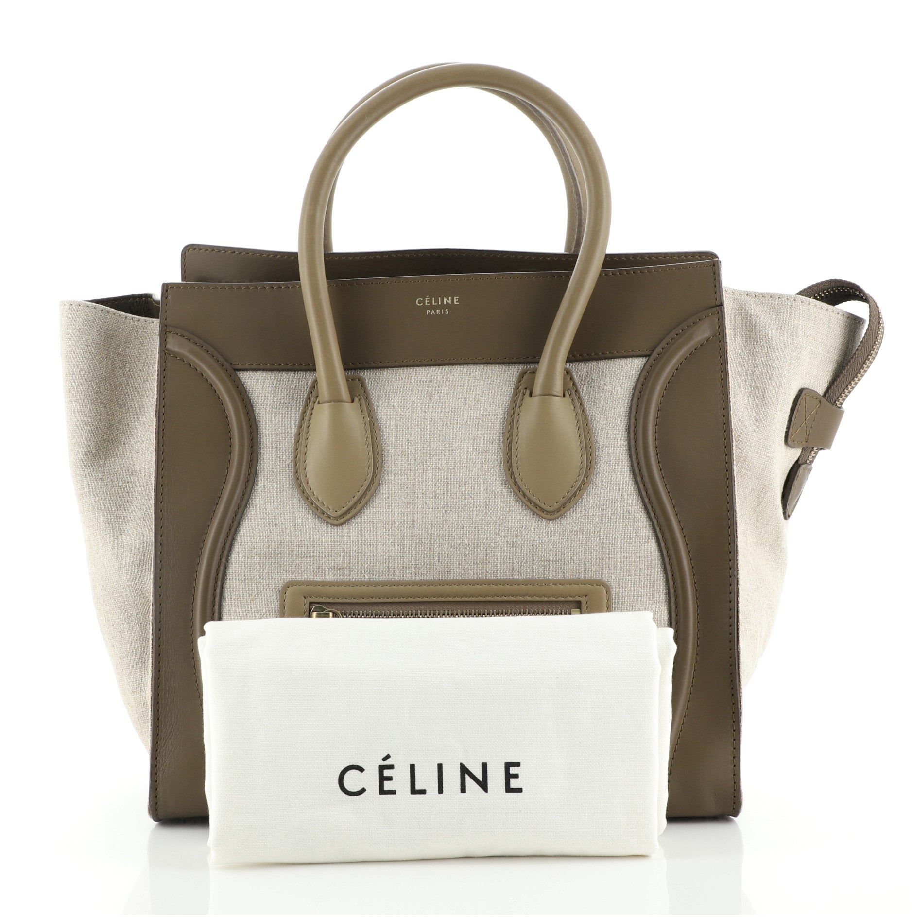 Tricolor Luggage Bag Canvas and Leather Mini