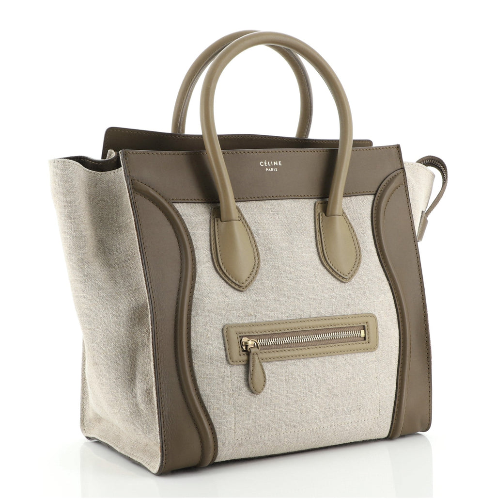 Tricolor Luggage Bag Canvas and Leather Mini