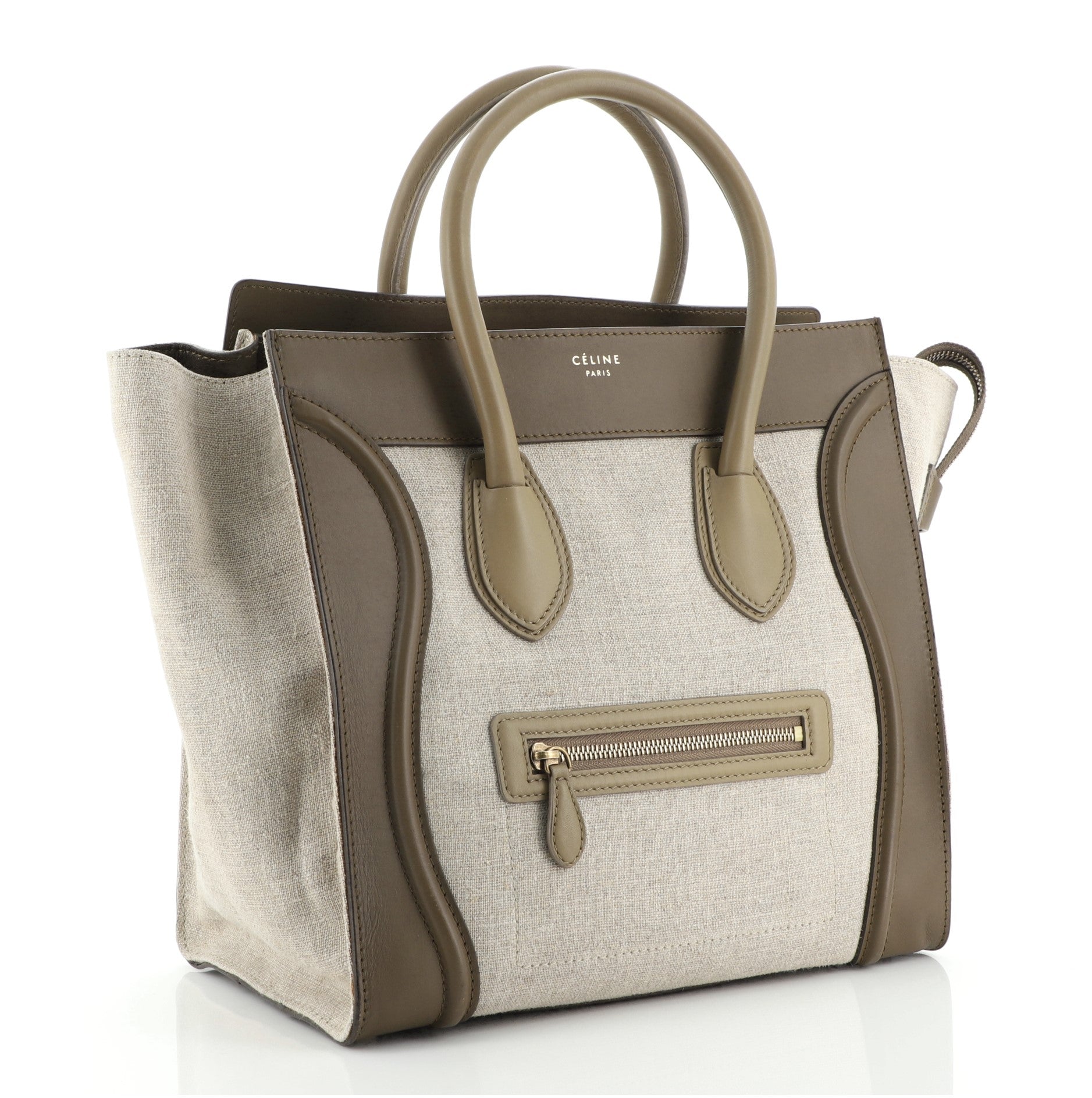 Tricolor Luggage Bag Canvas and Leather Mini