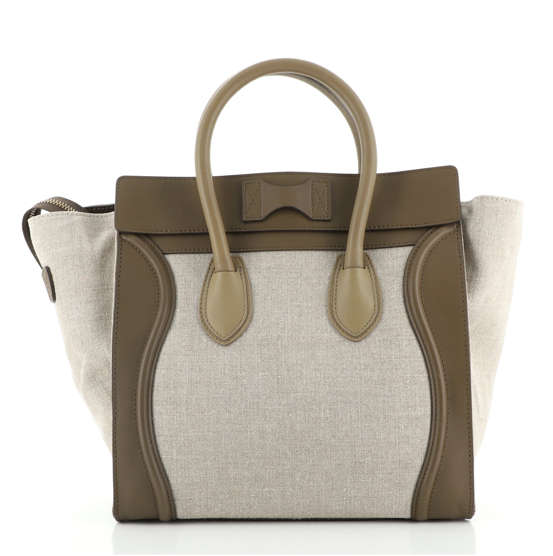 Tricolor Luggage Bag Canvas and Leather Mini