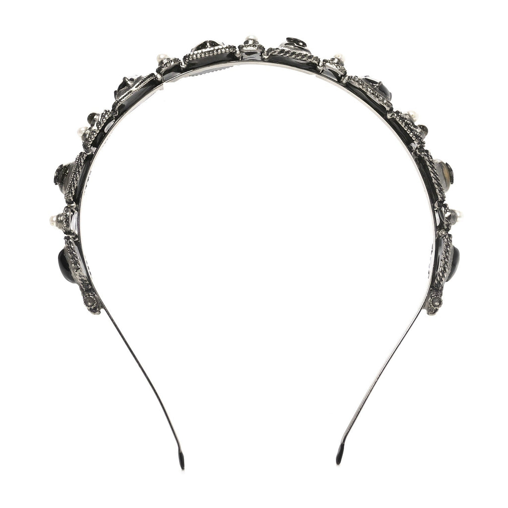 Ruthenium Pearl Beaded CC Headband