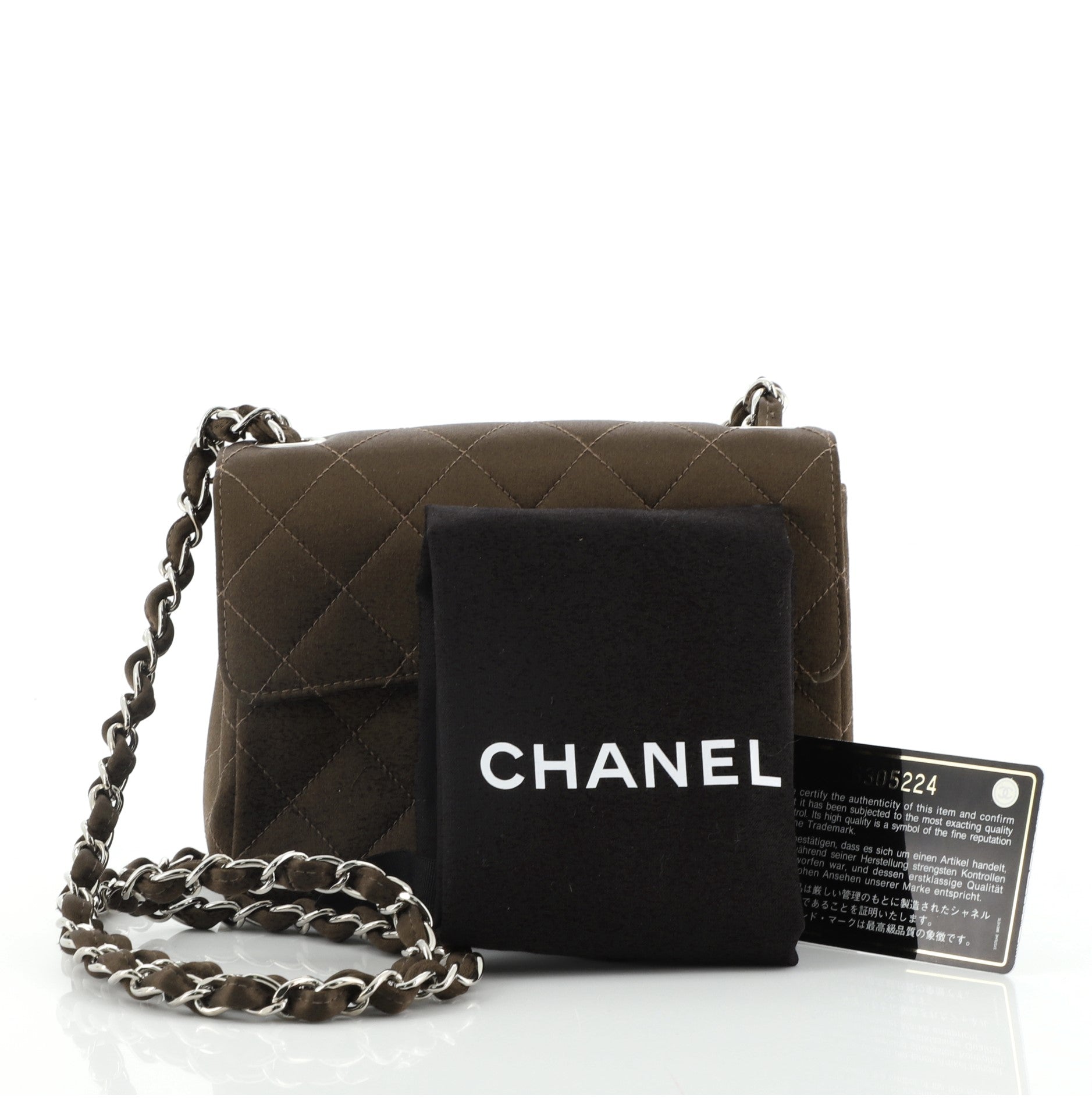 Vintage Square Classic Single Flap Bag Quilted Satin Mini