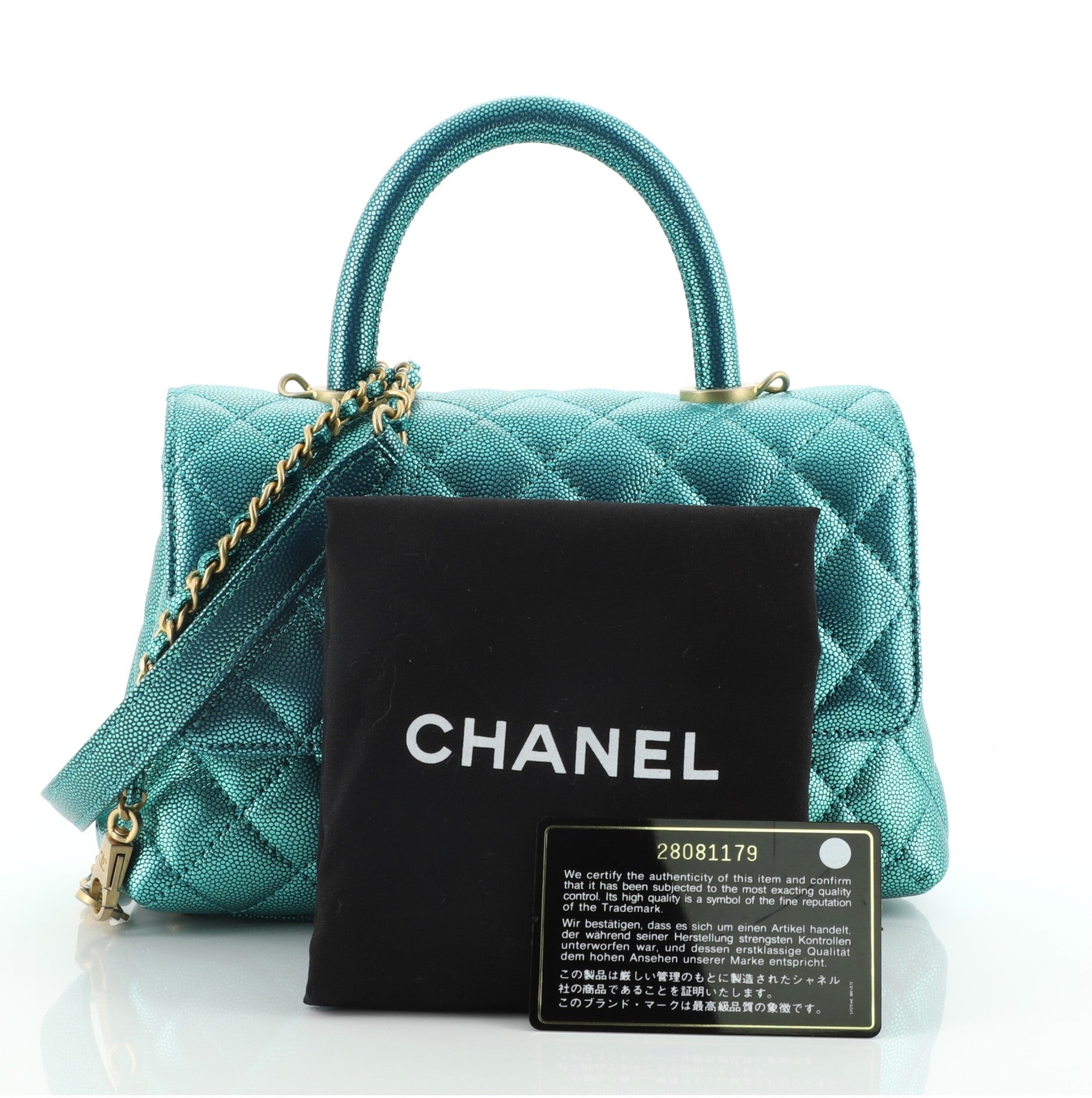 Coco Top Handle Bag Quilted Iridescent Caviar Mini