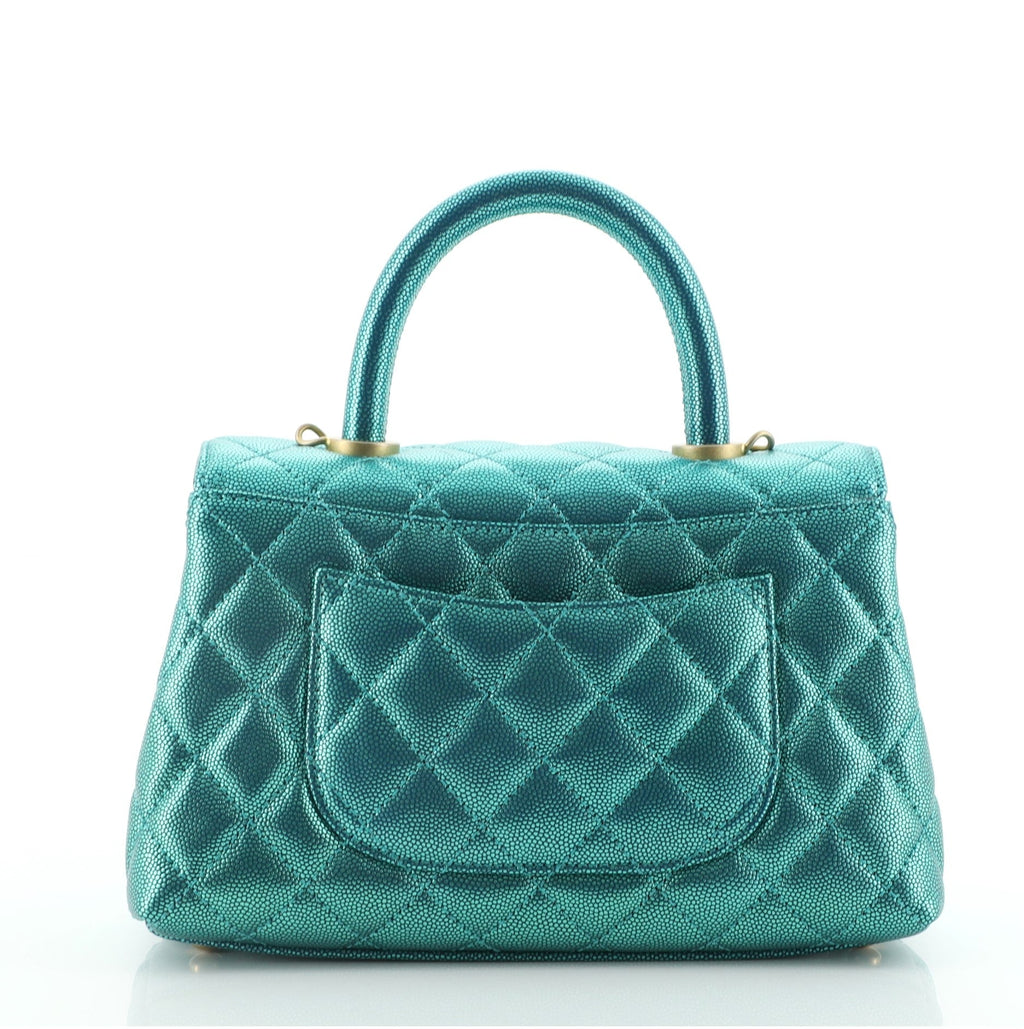 Coco Top Handle Bag Quilted Iridescent Caviar Mini