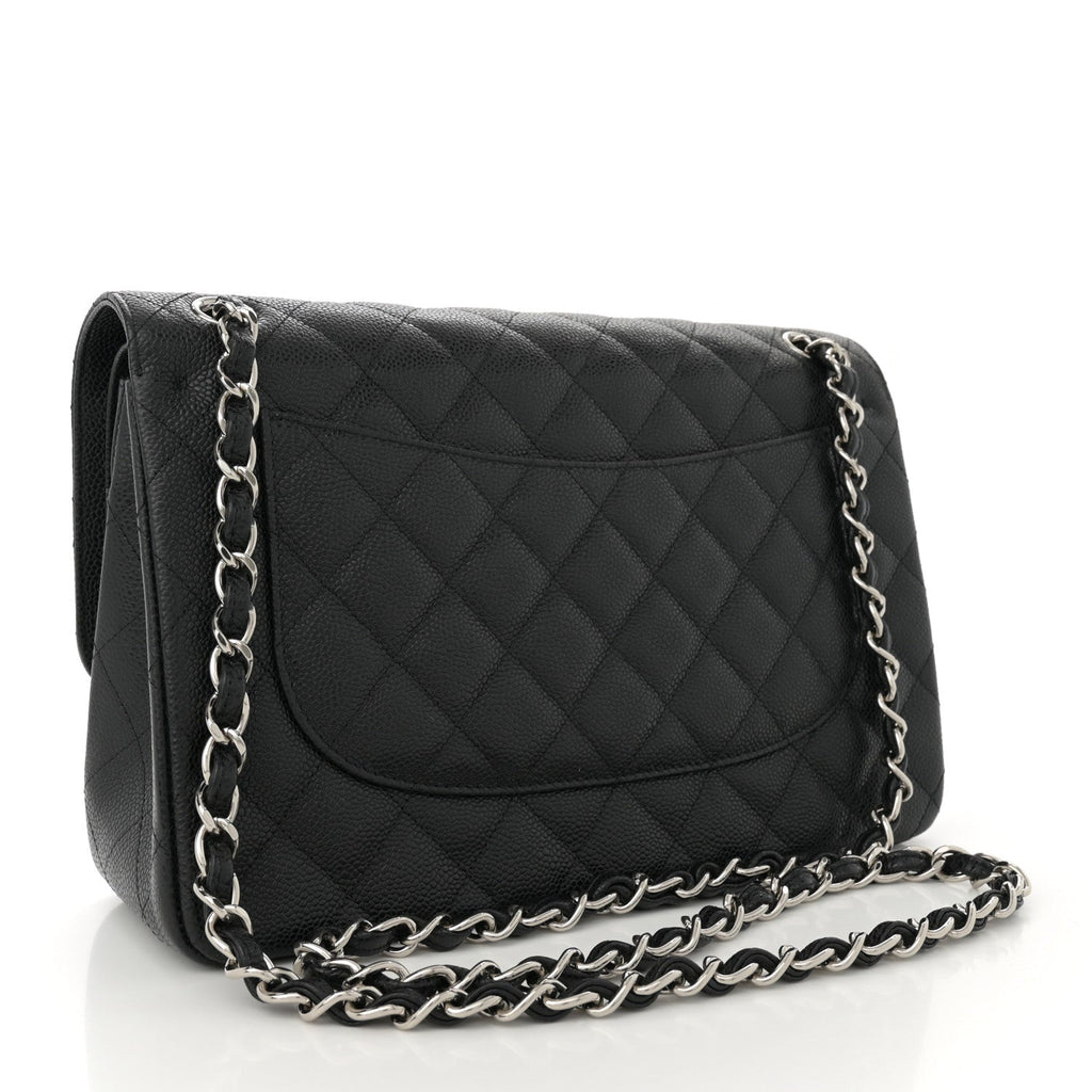 Caviar Quilted Jumbo Double Flap Black