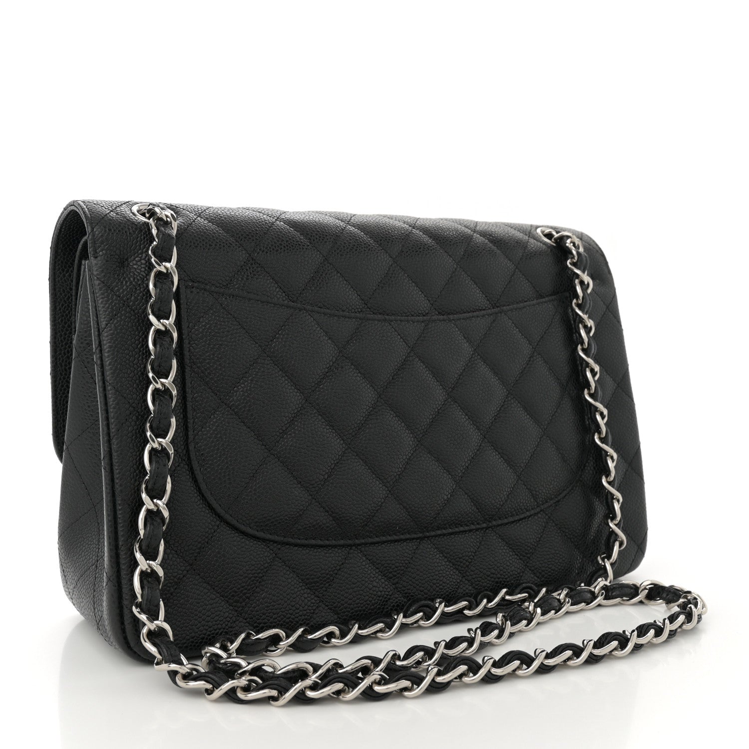 Caviar Quilted Jumbo Double Flap Black