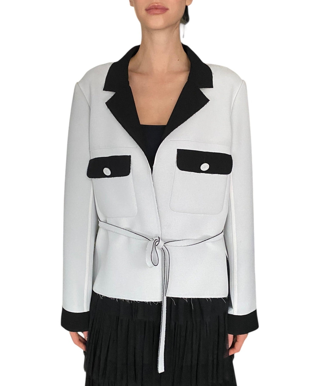 Chanel SS14 White & Black Two Tone Jacket - FR 42 / US 8-10