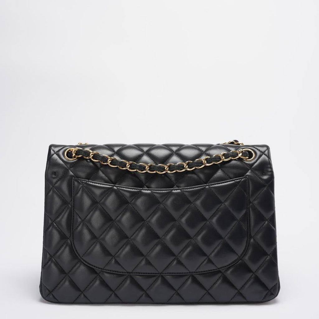 Chanel Timeless Classic Flap Bag Black Jumbo Quilted Leather Gold Hardware