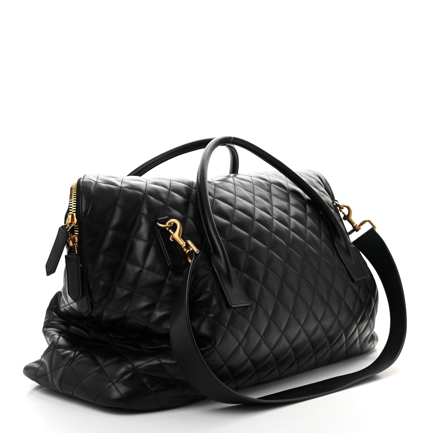 Calfskin Quilted ES Giant Travel Bag Black