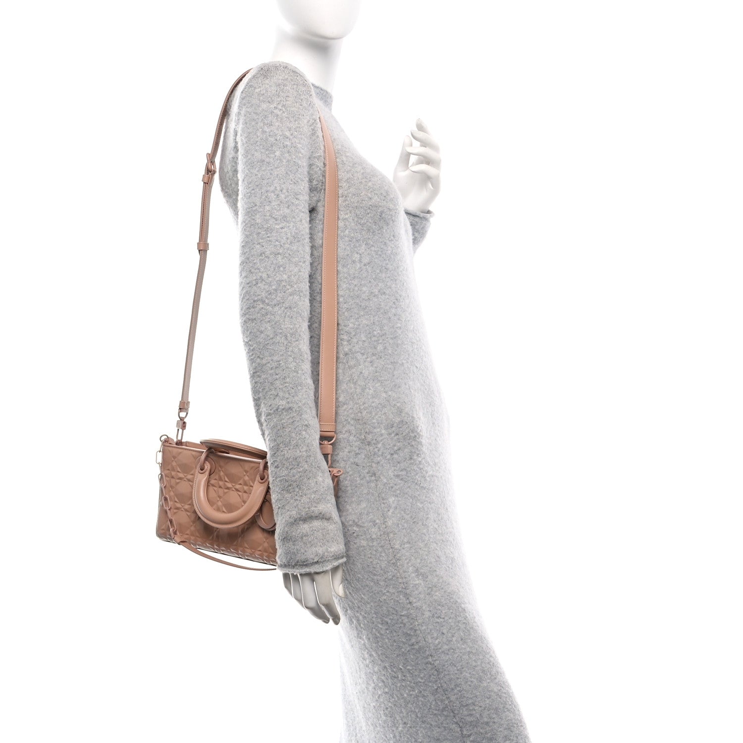 Calfskin Cannage Diamond Medium Lady D-Joy Rose Des Vents