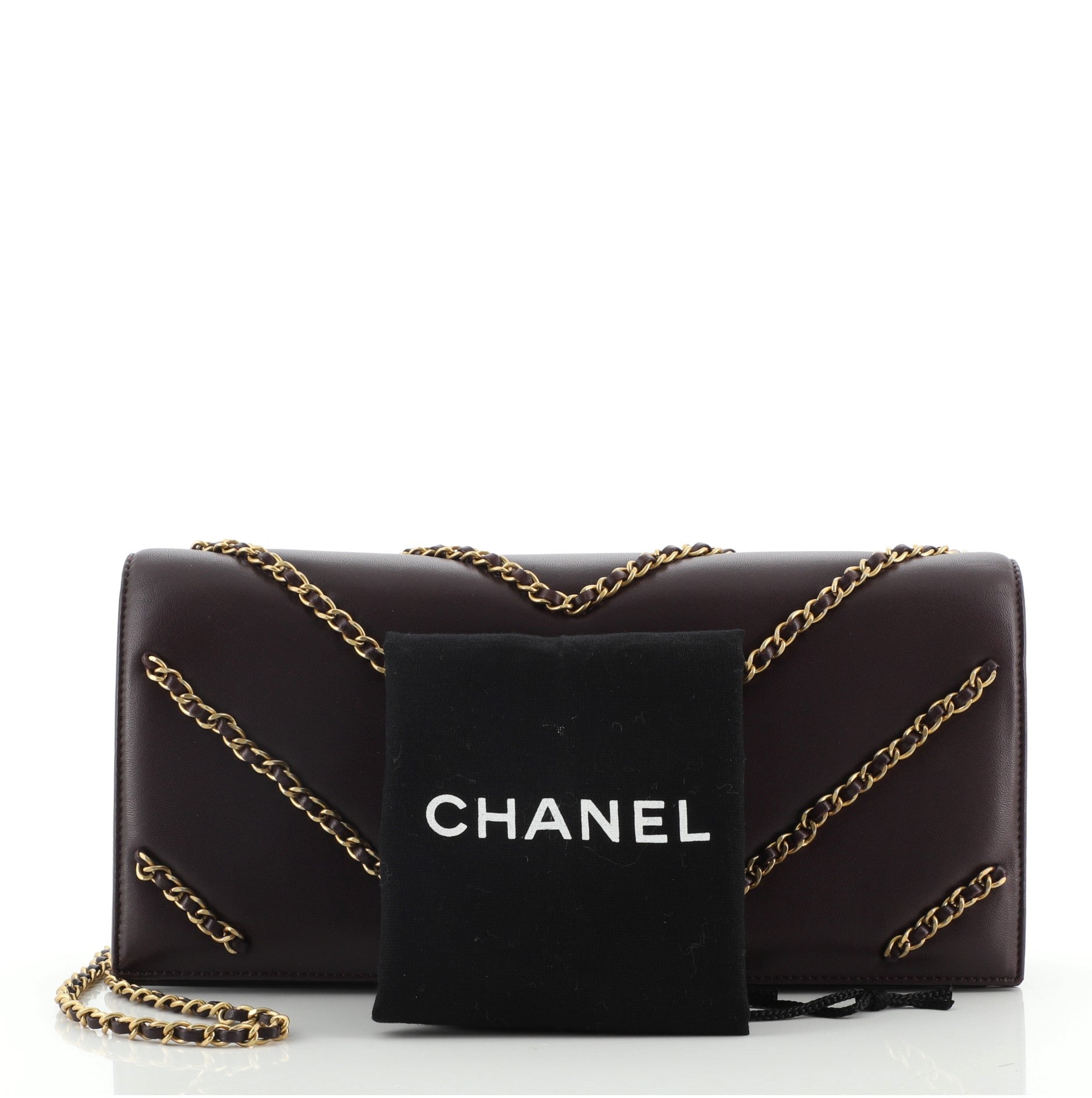 CC Flap Clutch Lambskin with Chevron Chain Detail Medium