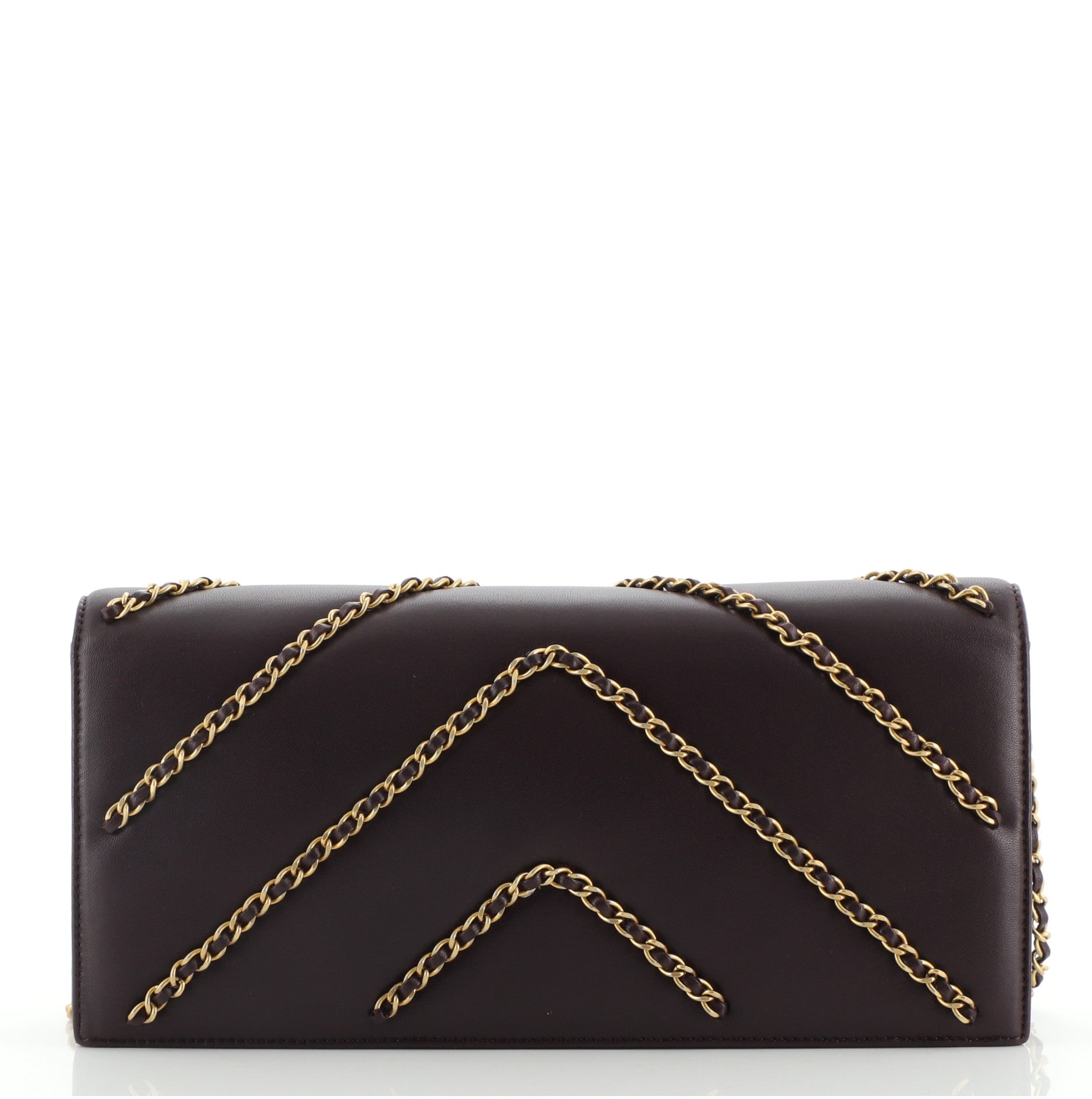 CC Flap Clutch Lambskin with Chevron Chain Detail Medium
