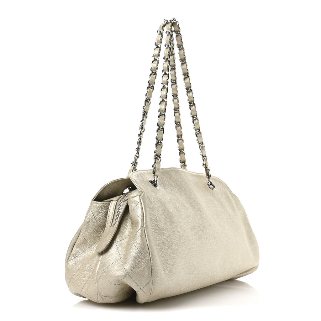 Caviar Quilted Timeless CC Bowler Bag White