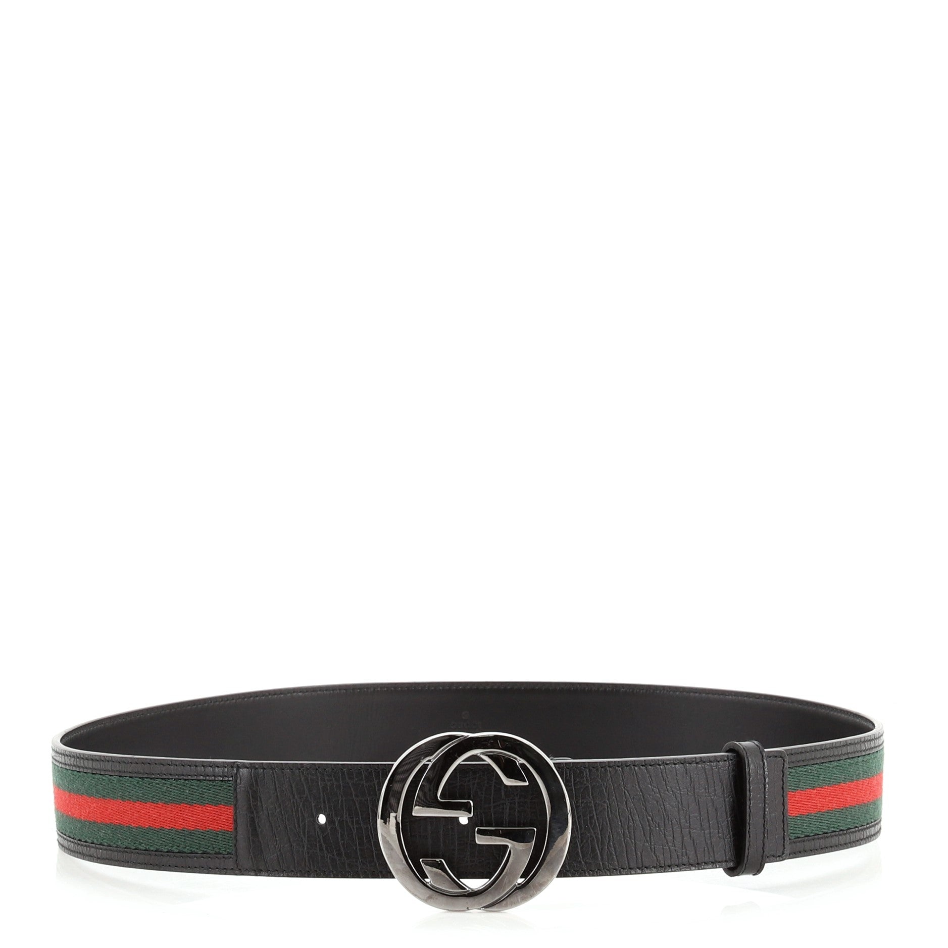 Interlocking G Web Belt Canvas and Leather Wide 90