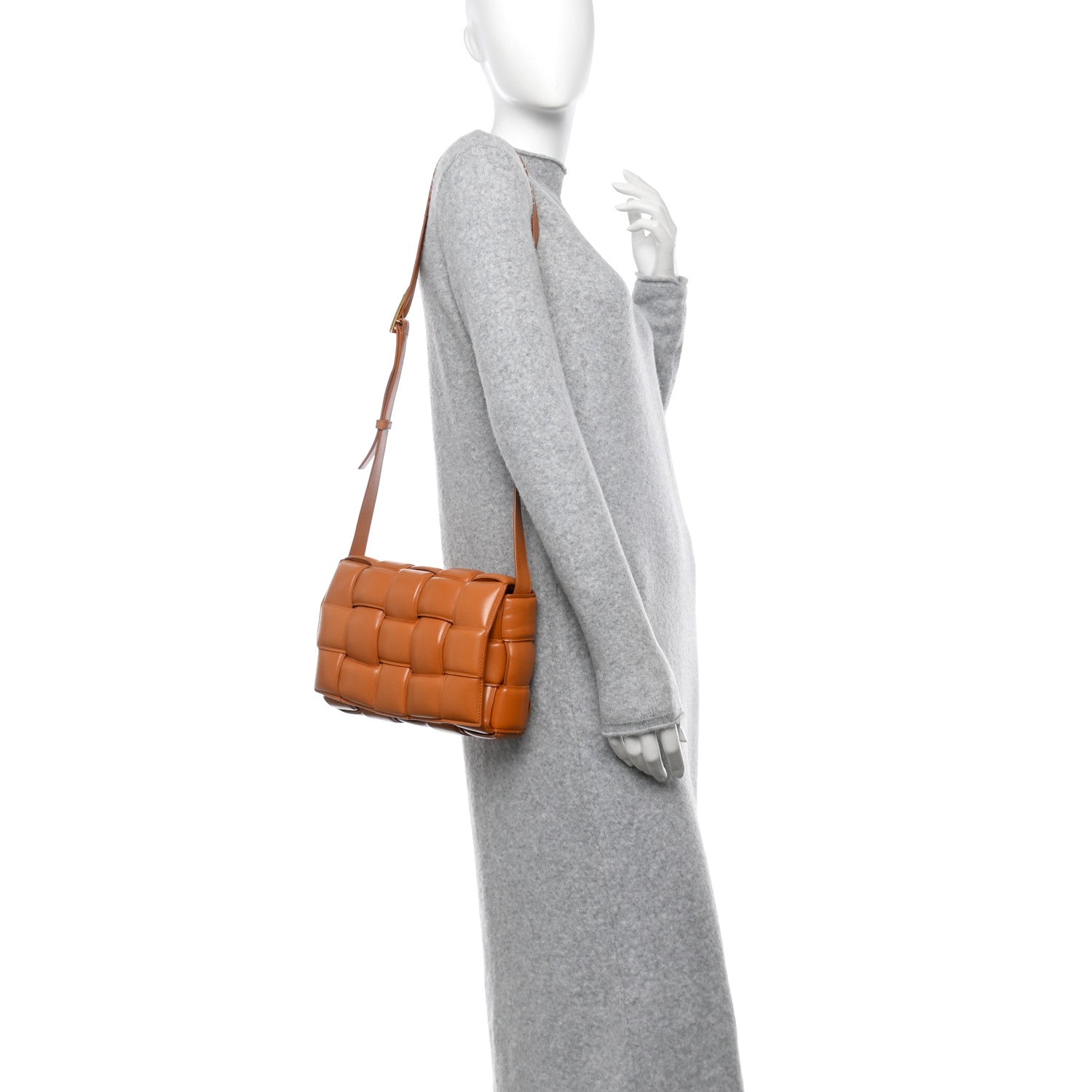 Nappa Maxi Intreccio Padded Cassette Crossbody Bag Clay
