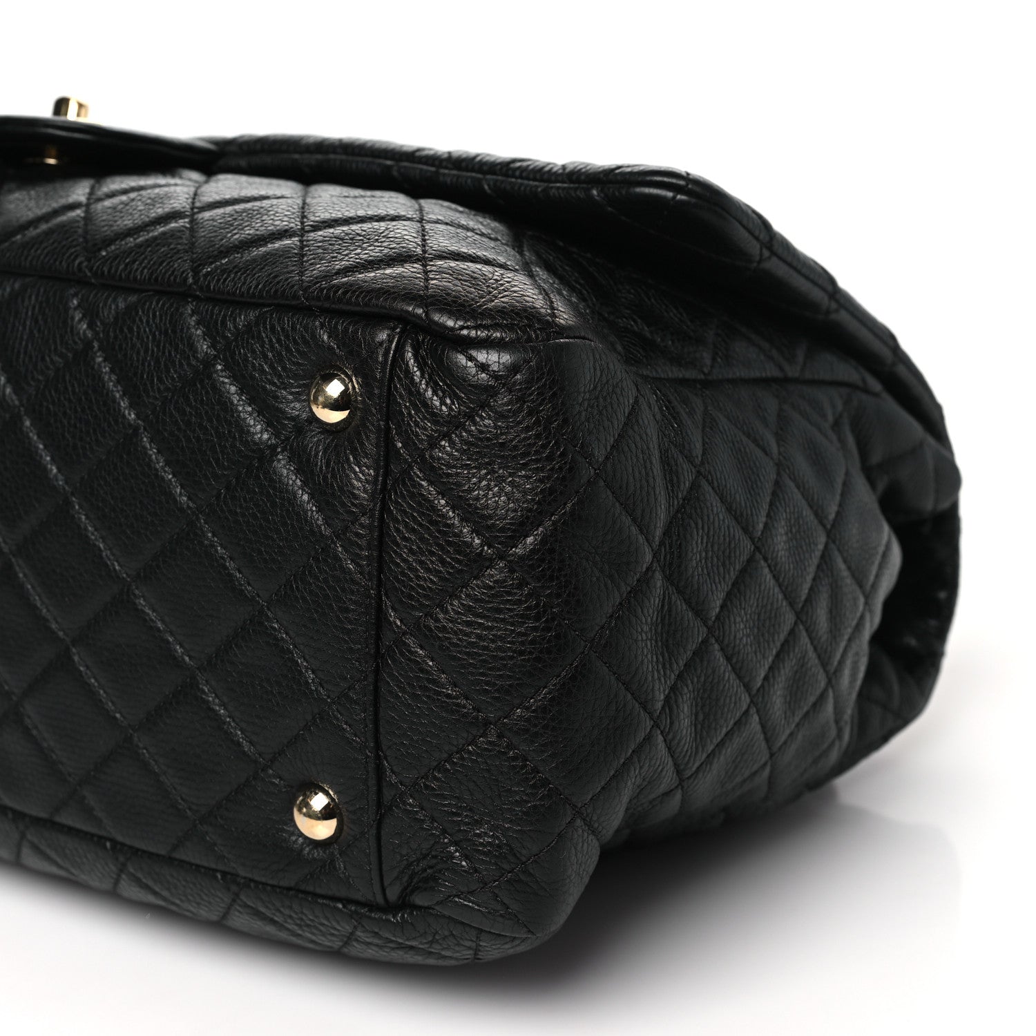 Calfskin Quilted XXL Travel Flap Bag Black