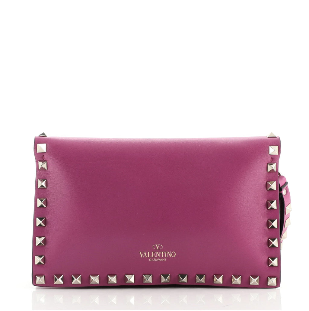 Rockstud Flap Clutch Leather