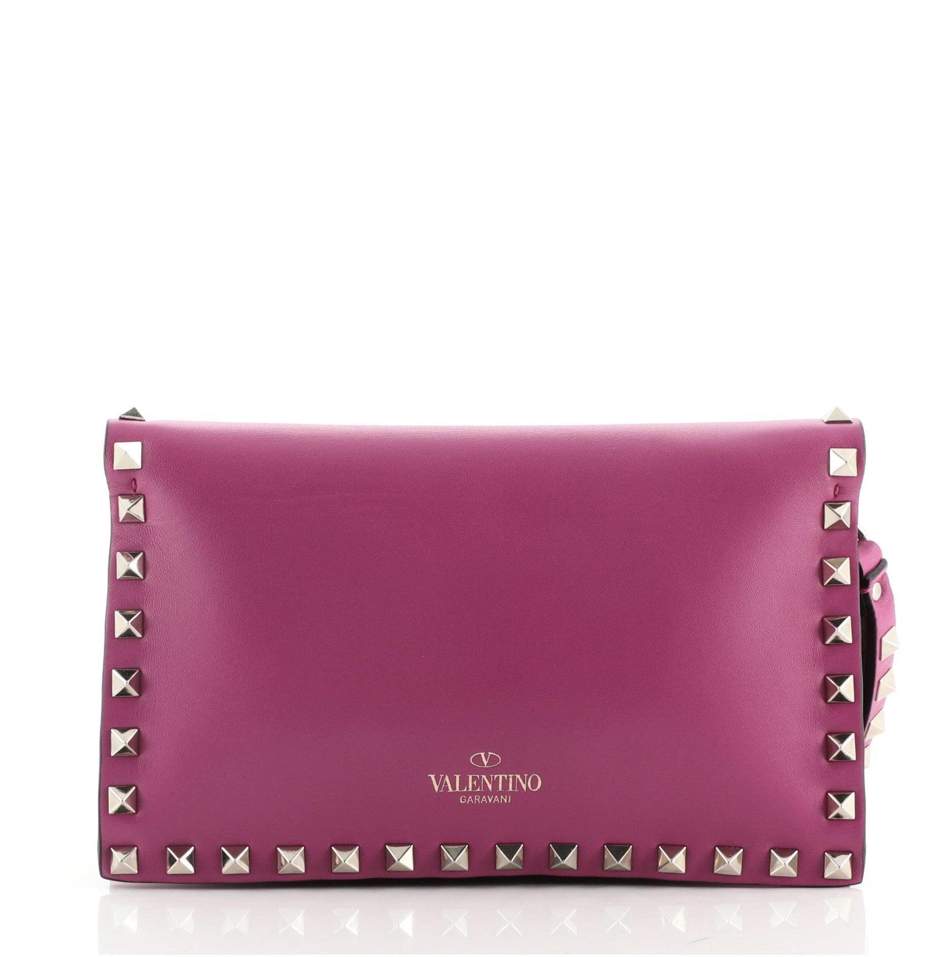 Rockstud Flap Clutch Leather