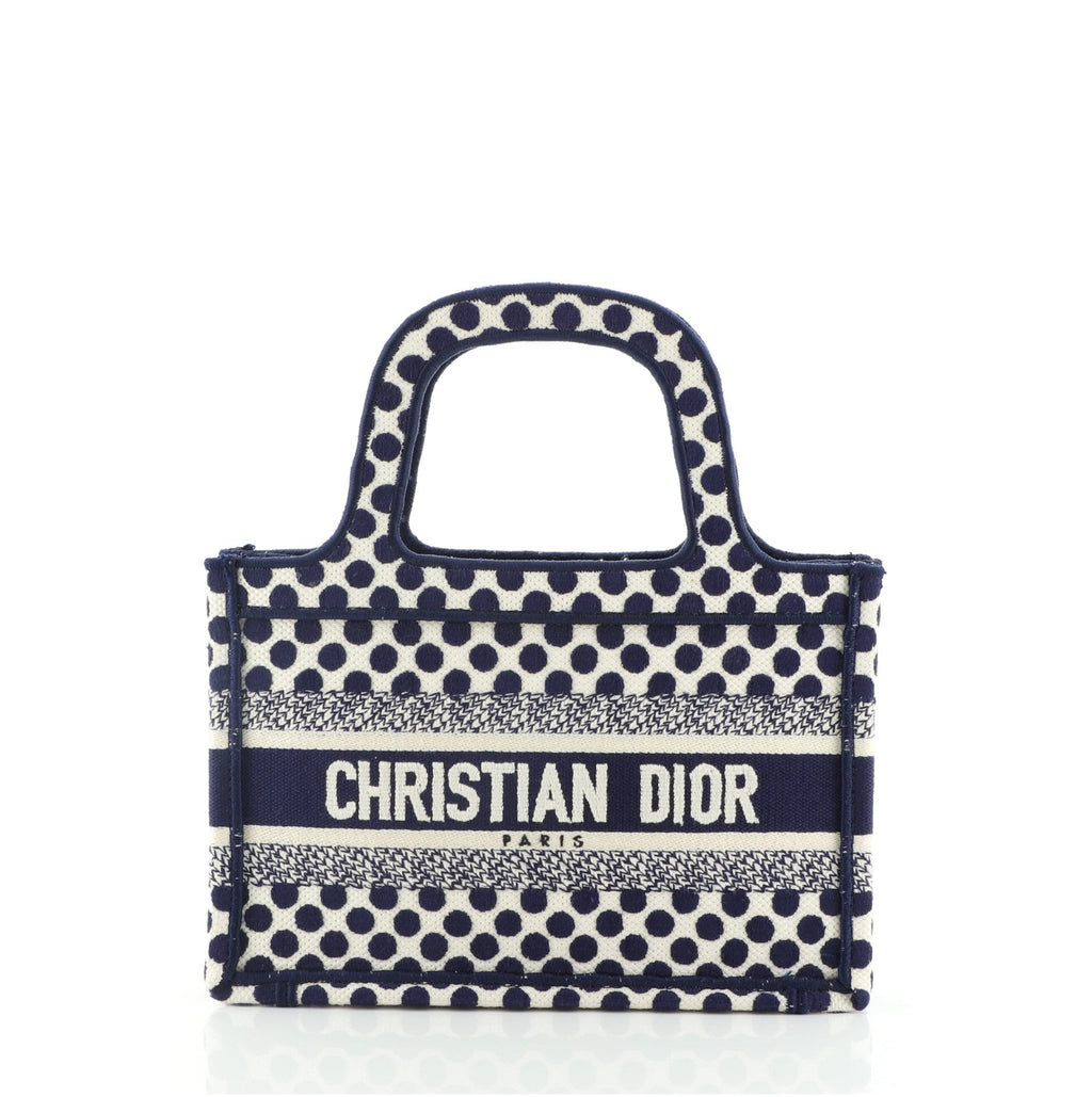 Dior Book Tote Dots Embroidered Canvas Mini