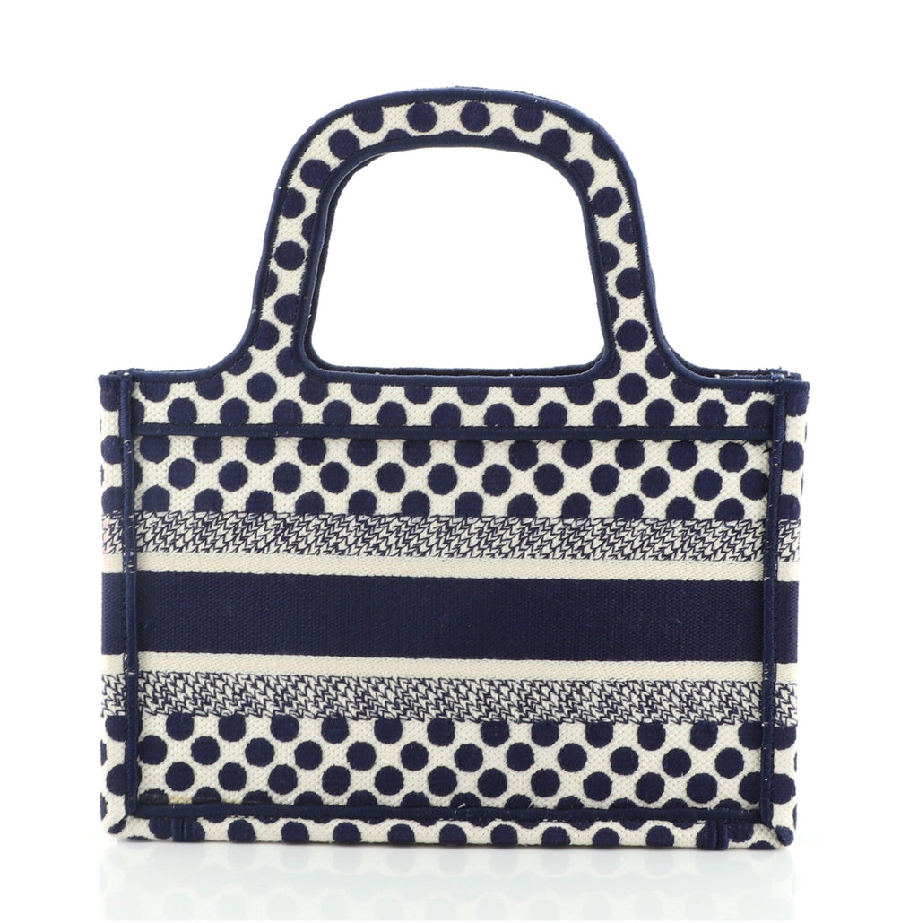 Dior Book Tote Dots Embroidered Canvas Mini