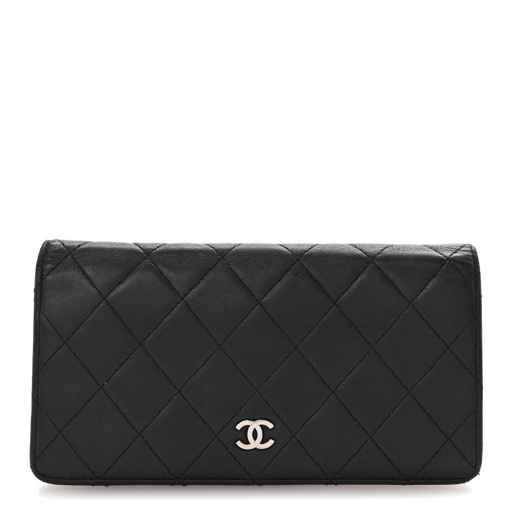 Lambskin Quilted Yen Wallet Black