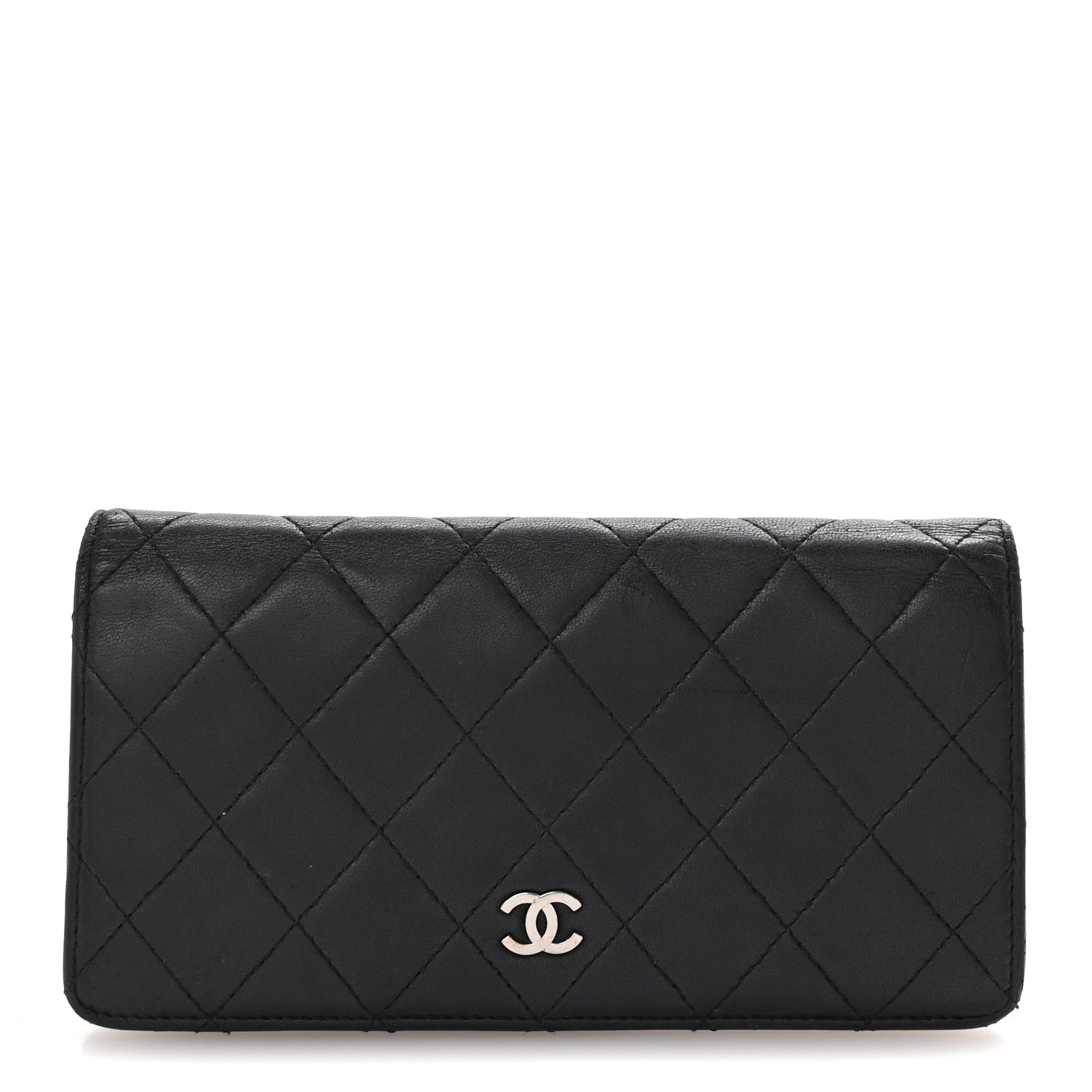 Lambskin Quilted Yen Wallet Black