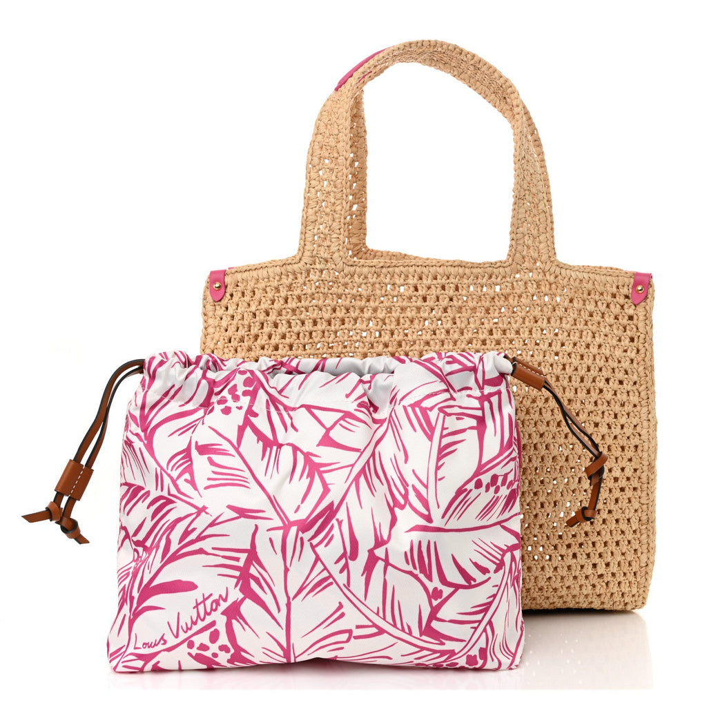 Raffia Calfskin Forte Del Marmi OnTheGo MM Natural Fuchsia