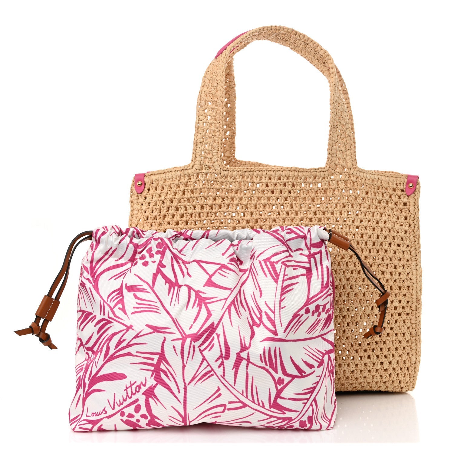 Raffia Calfskin Forte Del Marmi OnTheGo MM Natural Fuchsia