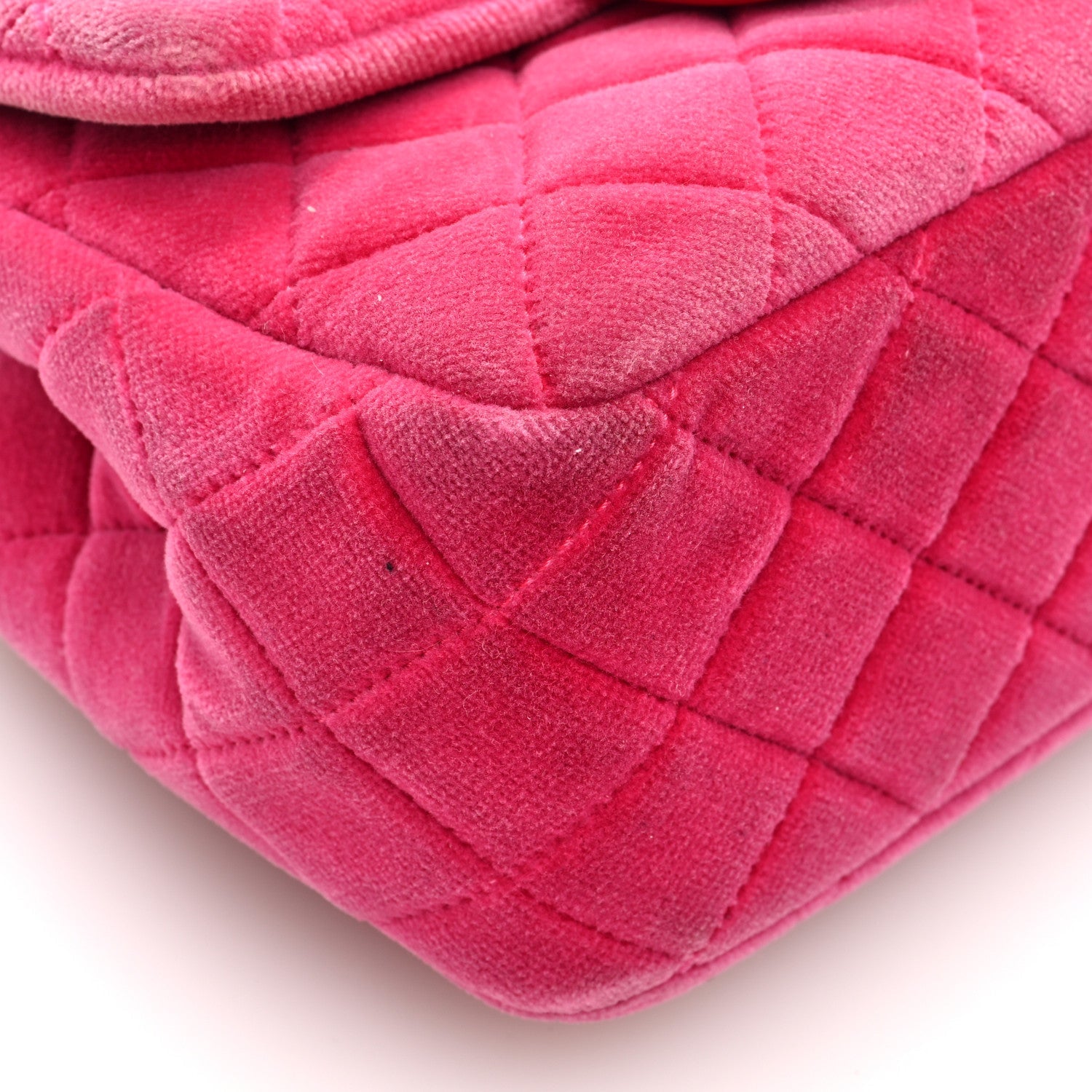 Velvet Quilted Mini Square Pearl Crush Flap Fuchsia