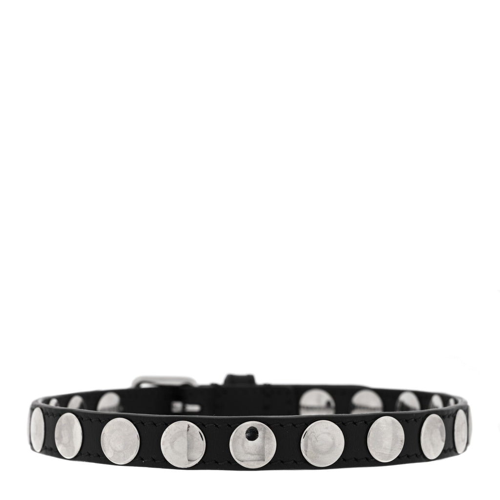 Calfskin Metal Studded Choker Black