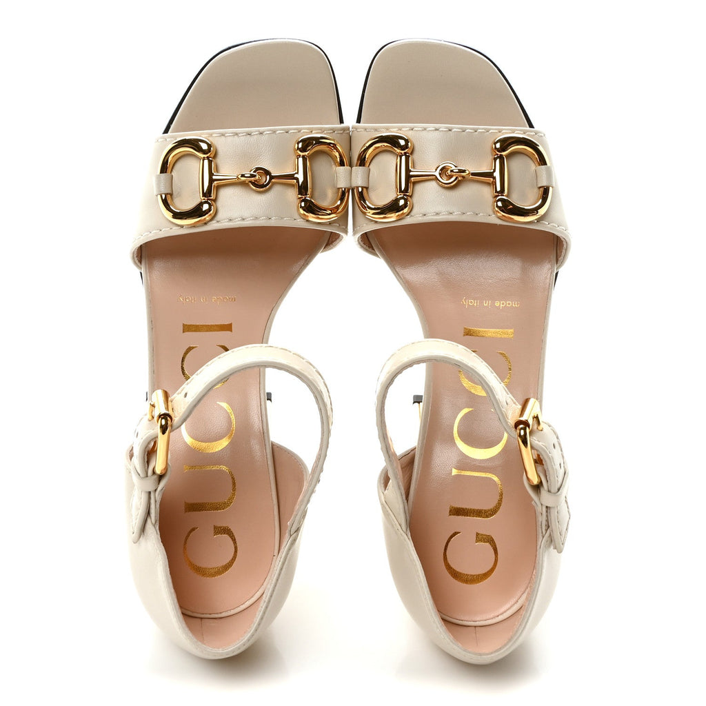 Nappa Horsebit Cross Strap 95mm Sandals 35 Mystic White