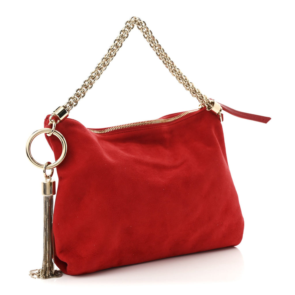 Suede Callie Shoulder Bag Red
