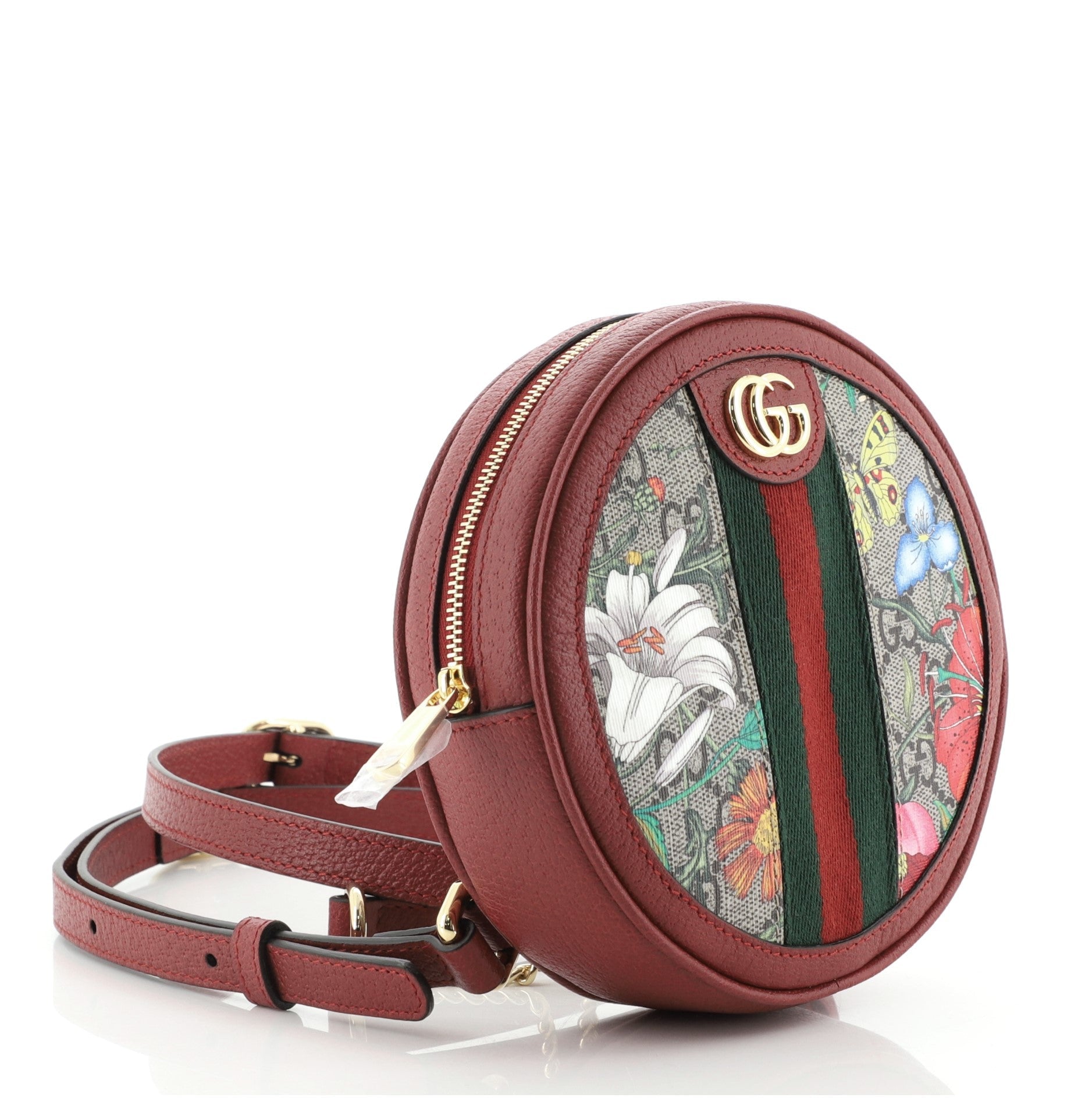 Ophidia Round Backpack Flora GG Coated Canvas Mini