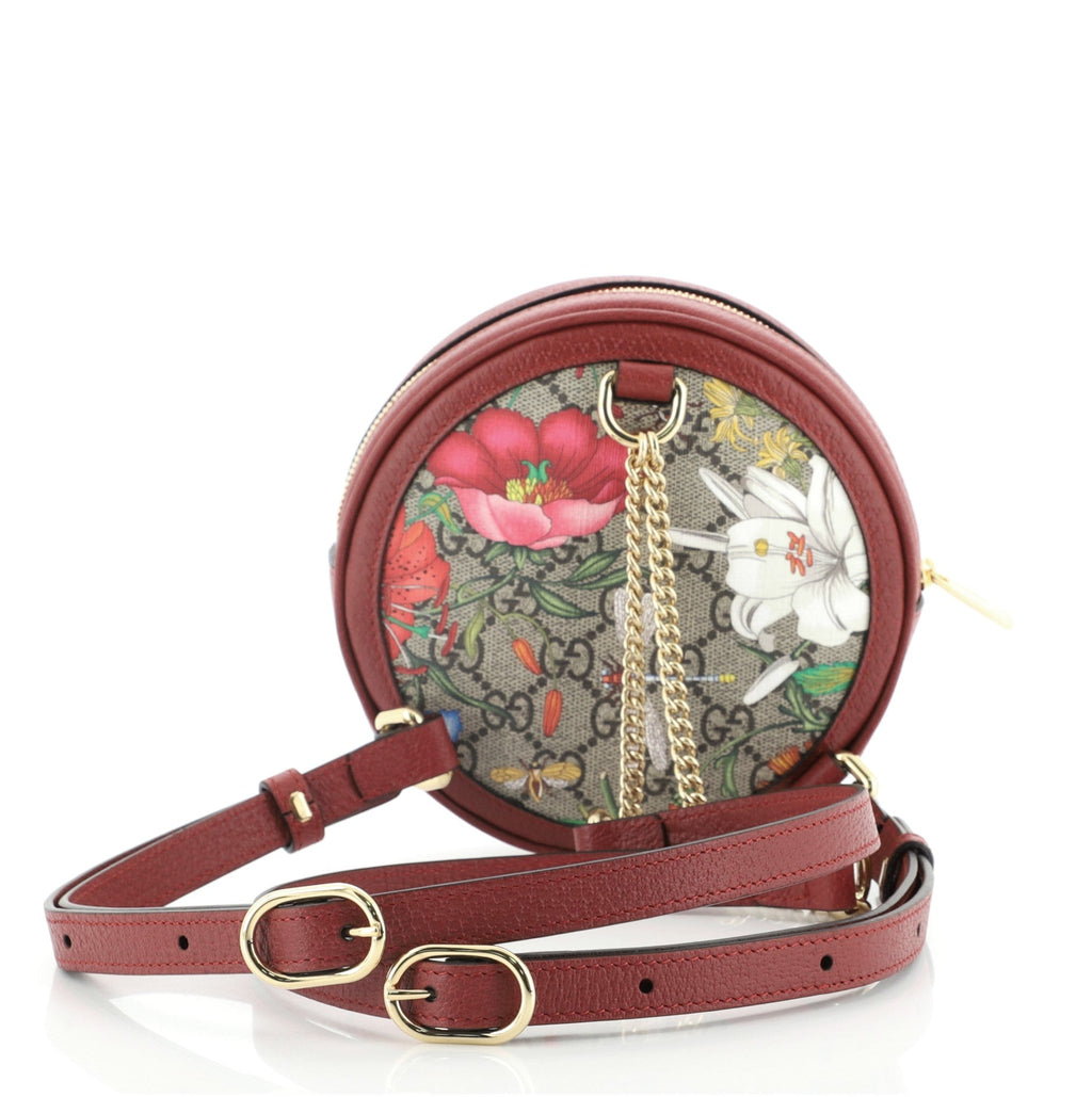 Ophidia Round Backpack Flora GG Coated Canvas Mini