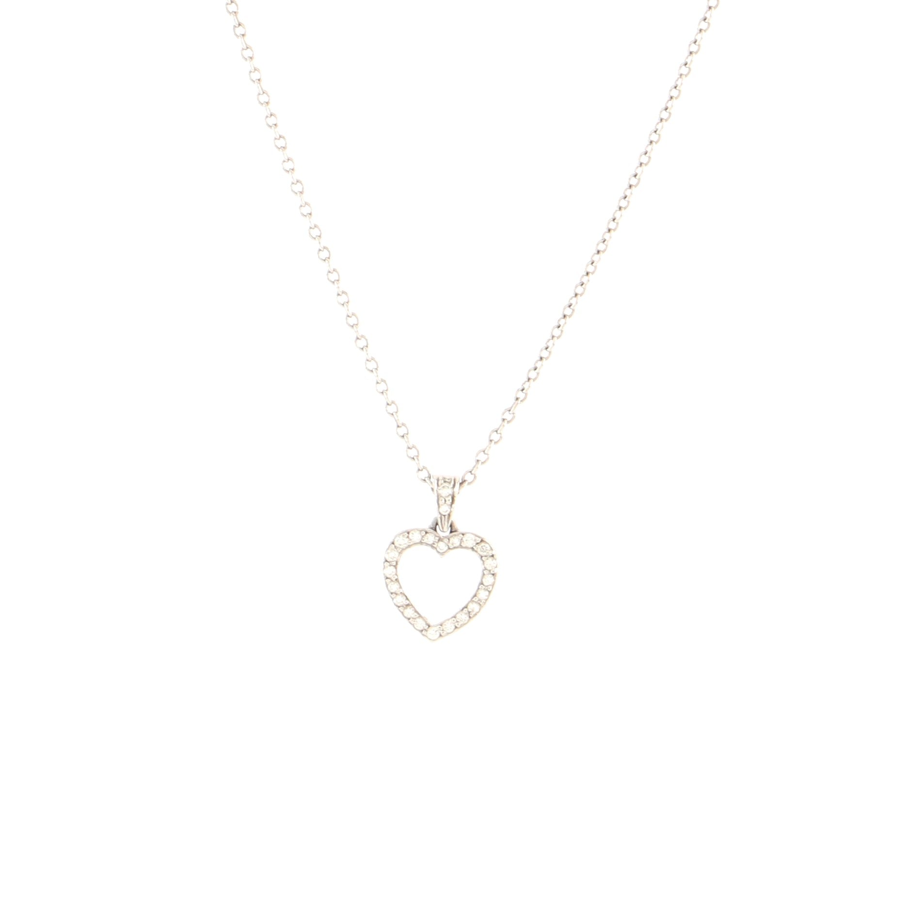 Metro Heart Pendant Necklace Platinum and Diamonds