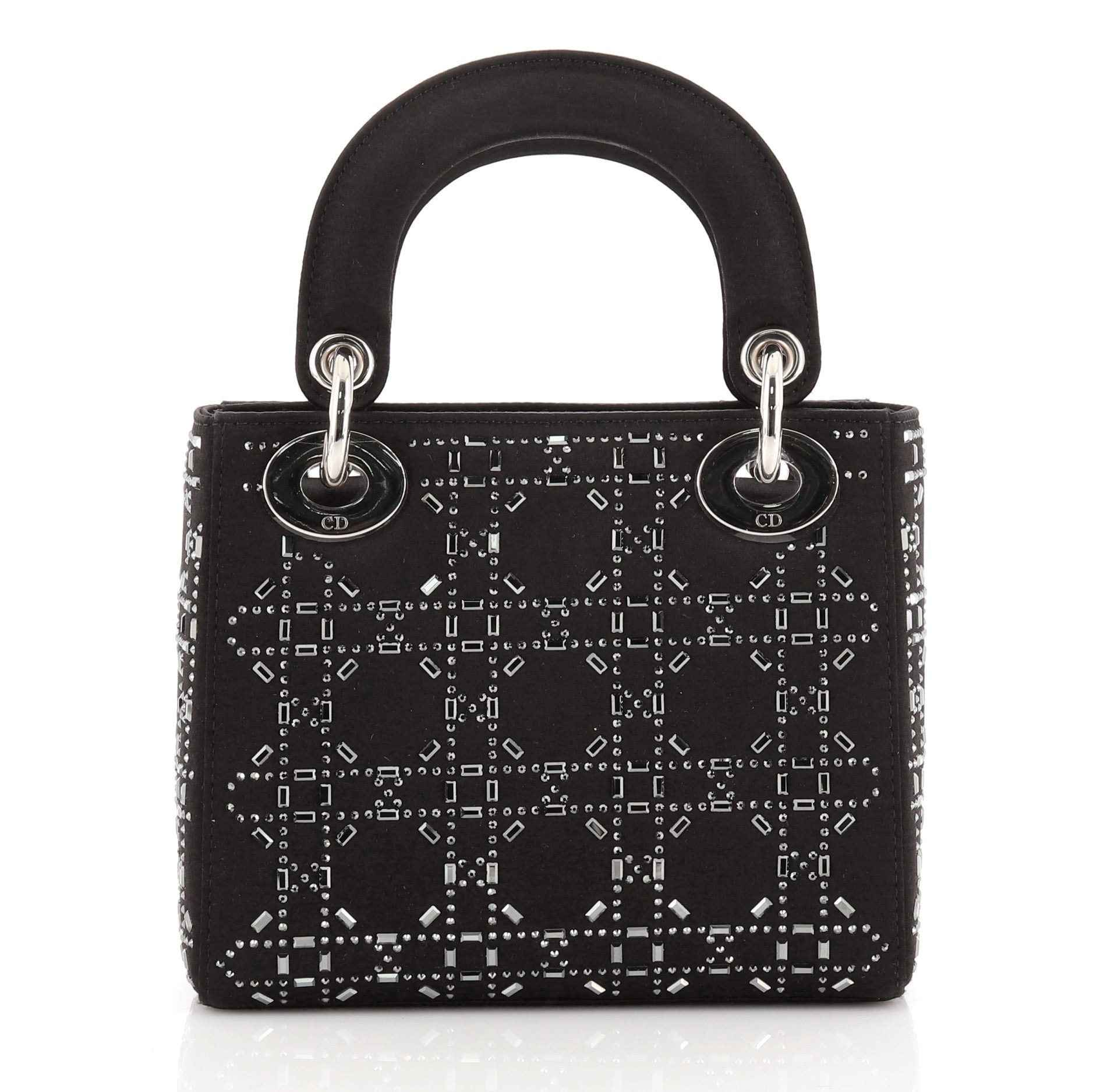 Lady Dior Bag Crystal Embellished Cannage Quilt Satin Mini
