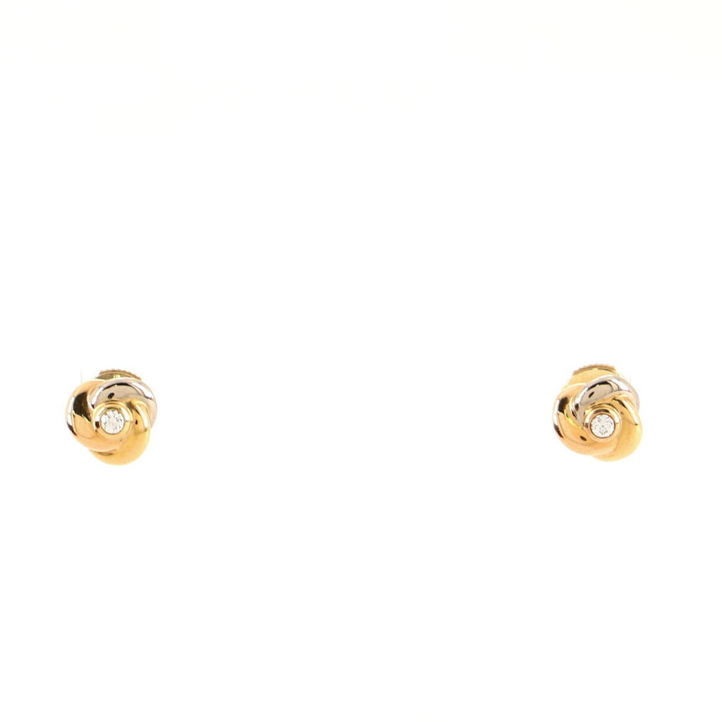 Trinity Stud Earrings 18K Tricolor Gold with Diamond Mini