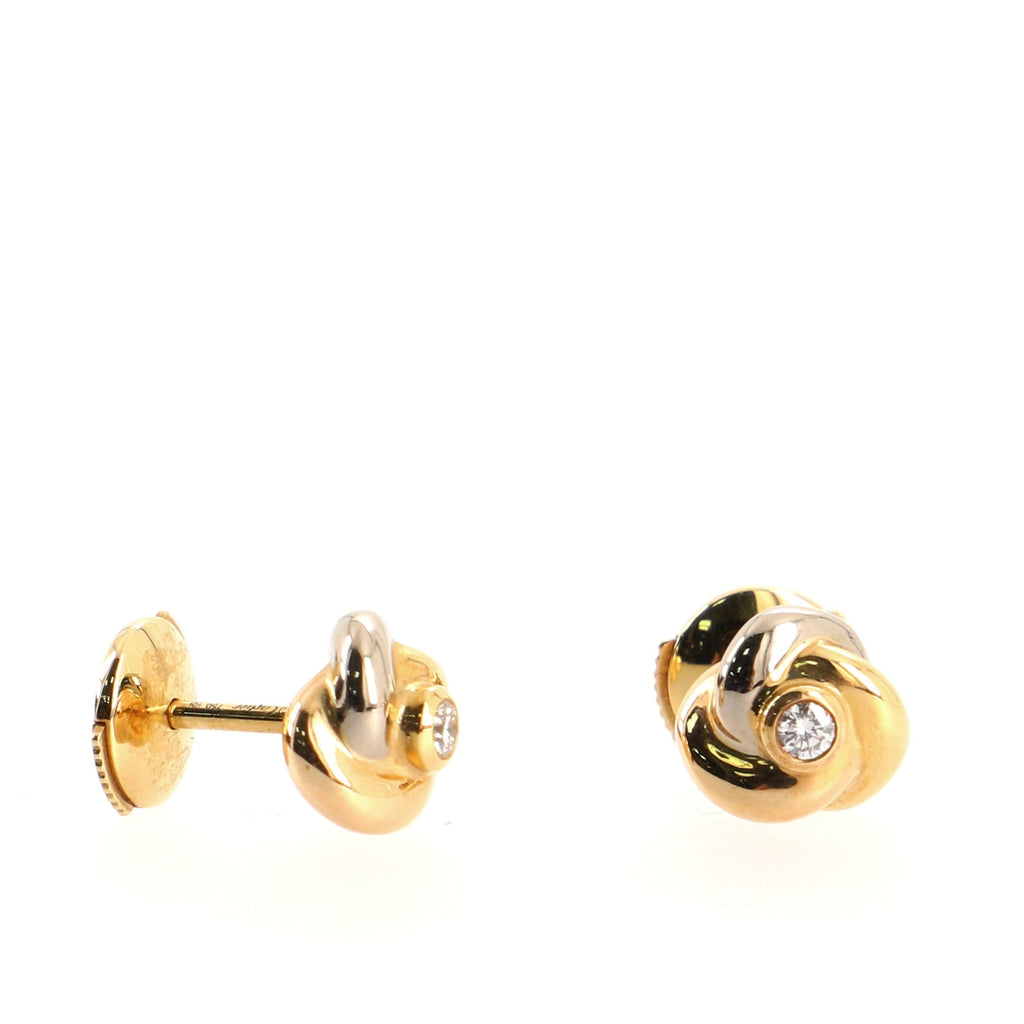 Trinity Stud Earrings 18K Tricolor Gold with Diamond Mini