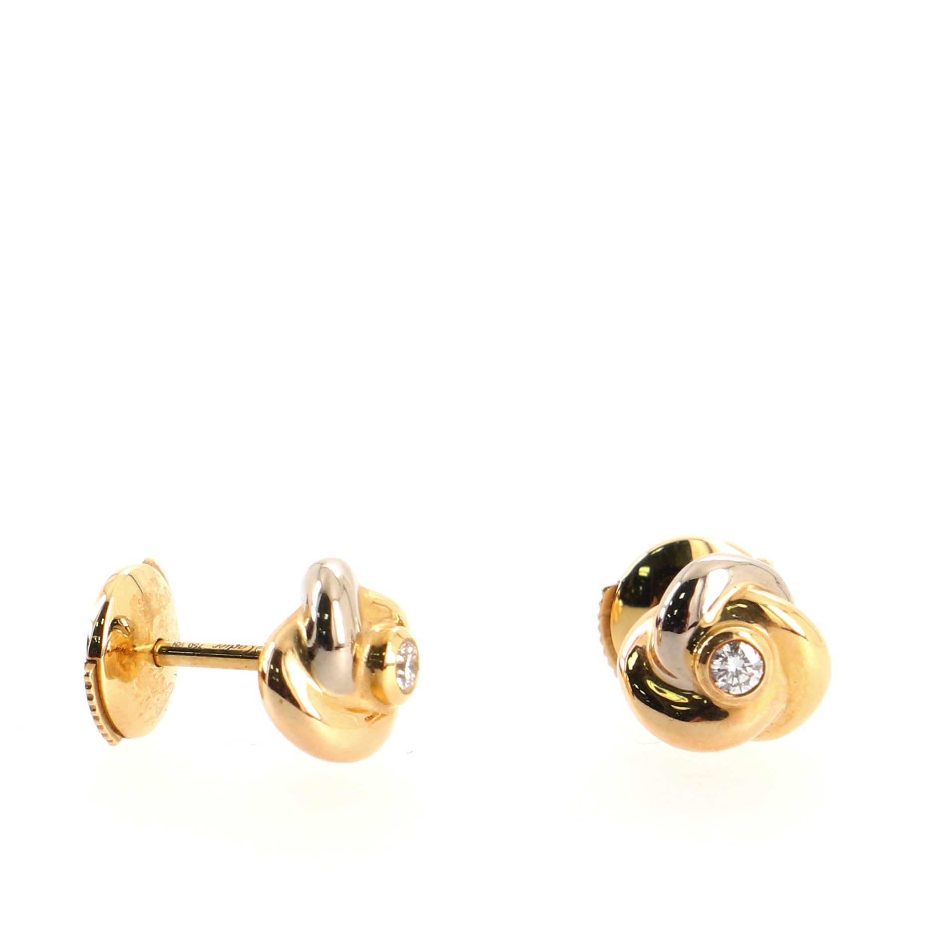 Trinity Stud Earrings 18K Tricolor Gold with Diamond Mini