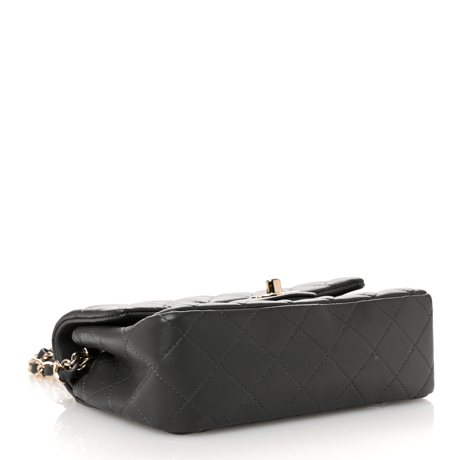 Lambskin Quilted Mini Rectangular Flap Dark Grey