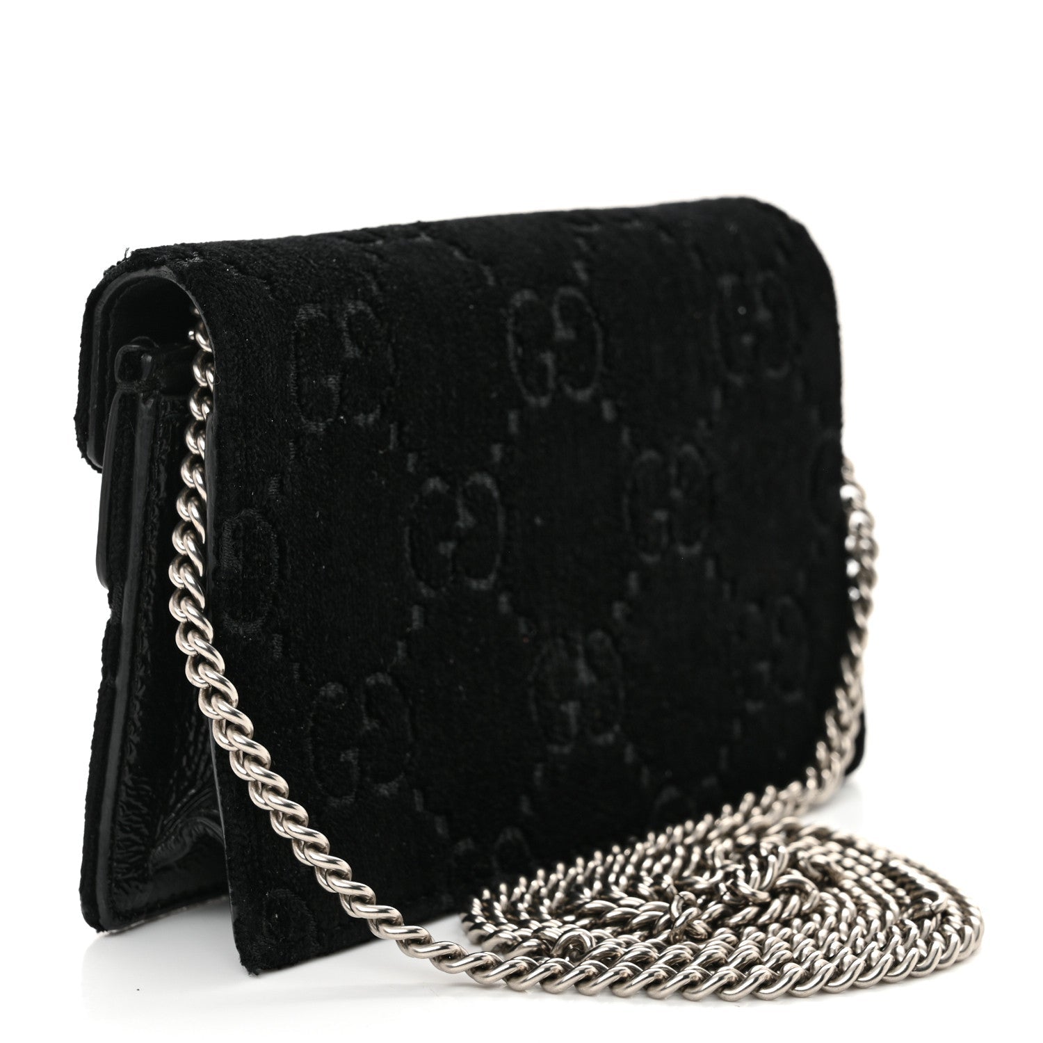 Velvet GG Monogram Super Mini Dionysus Shoulder Bag Black