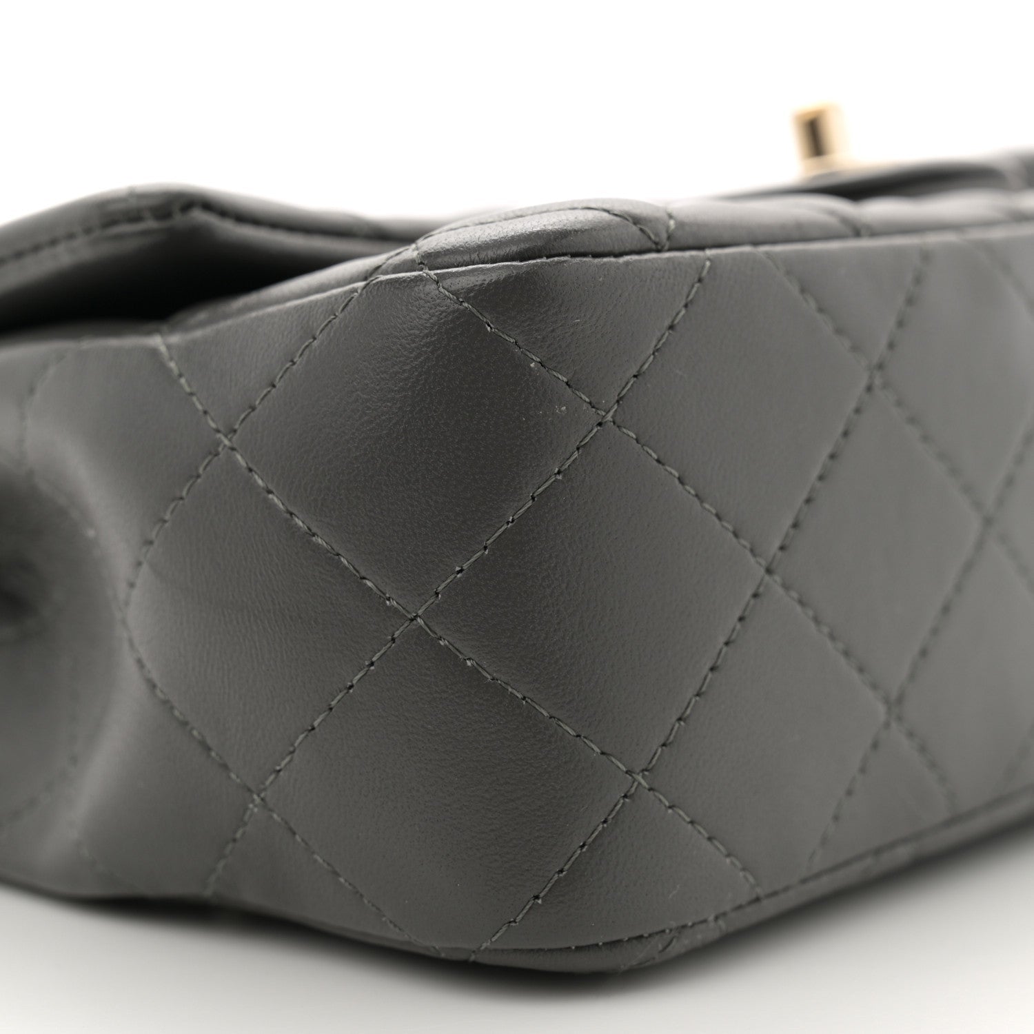 Lambskin Quilted Mini Rectangular Flap Dark Grey