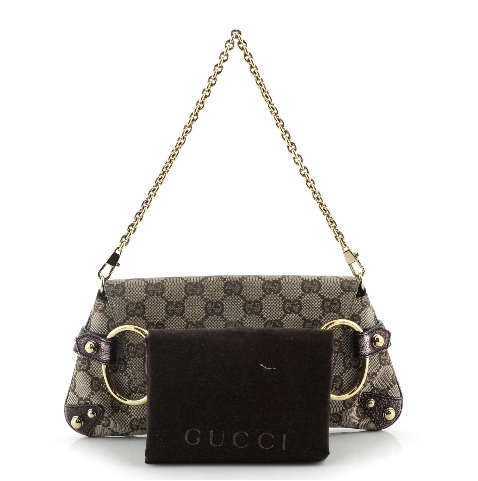 Horsebit Chain Clutch GG Canvas with Leather Medium