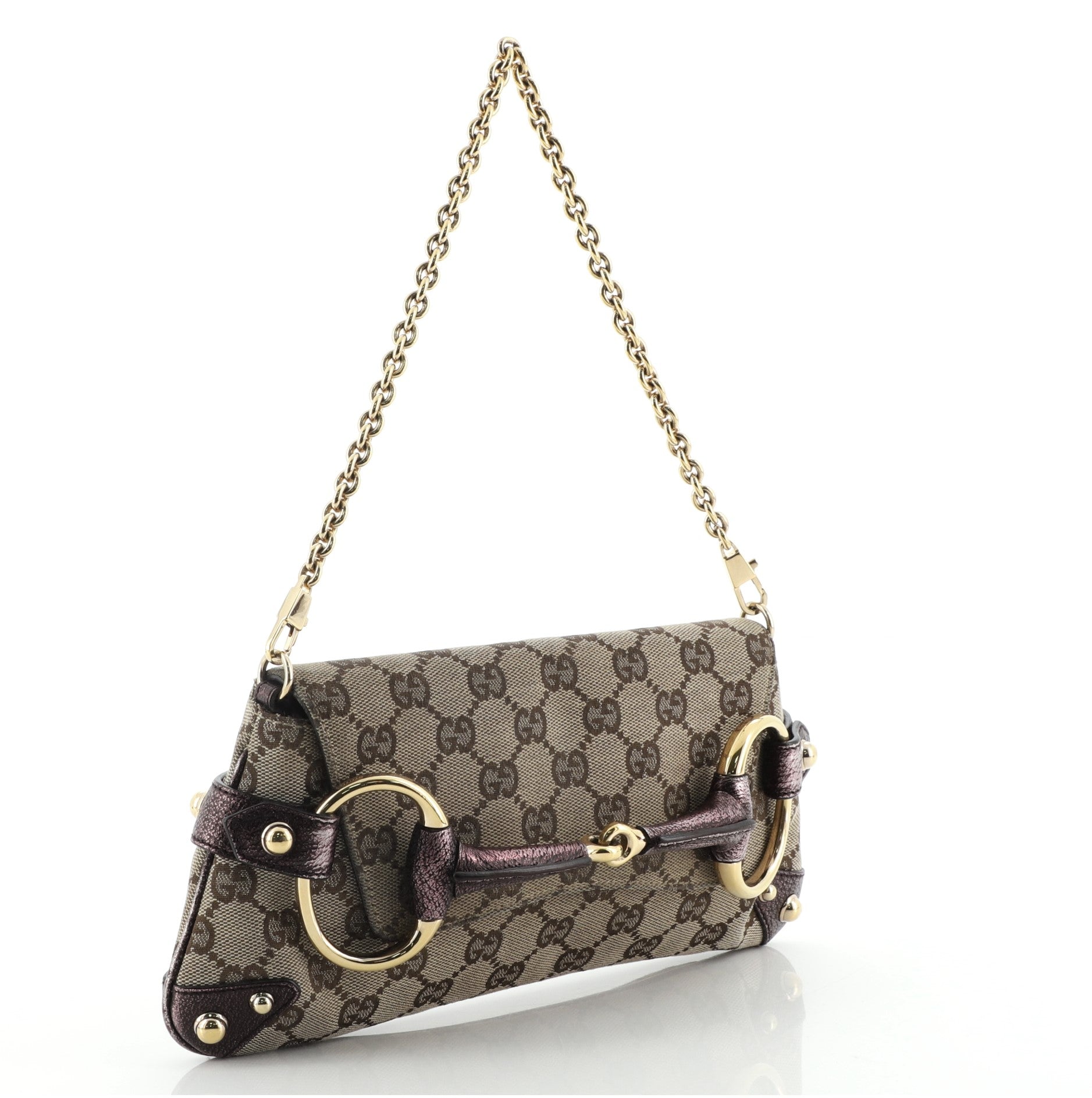 Horsebit Chain Clutch GG Canvas with Leather Medium