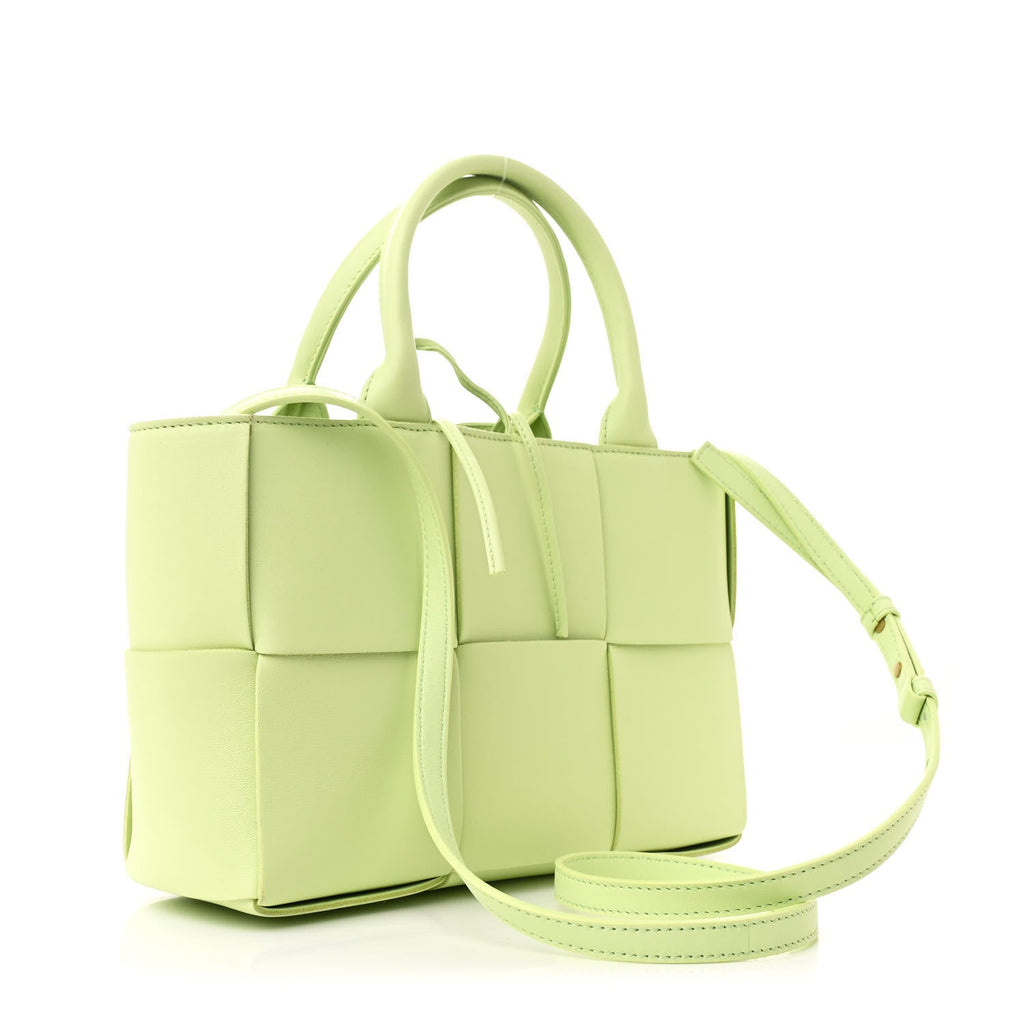 Grained Calfskin Maxi Intrecciato Mini Arco Tote Fennel