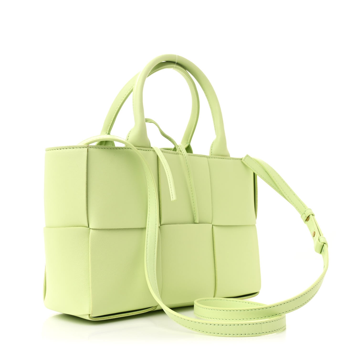 Grained Calfskin Maxi Intrecciato Mini Arco Tote Fennel