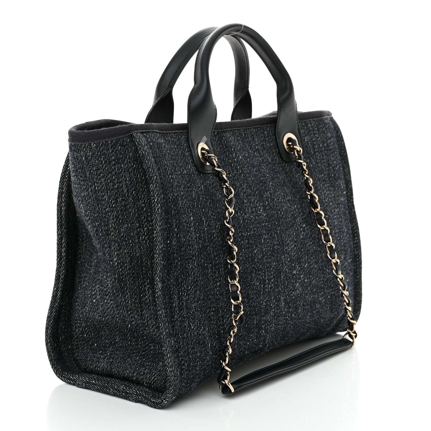 Denim Small Deauville Tote Dark Blue White