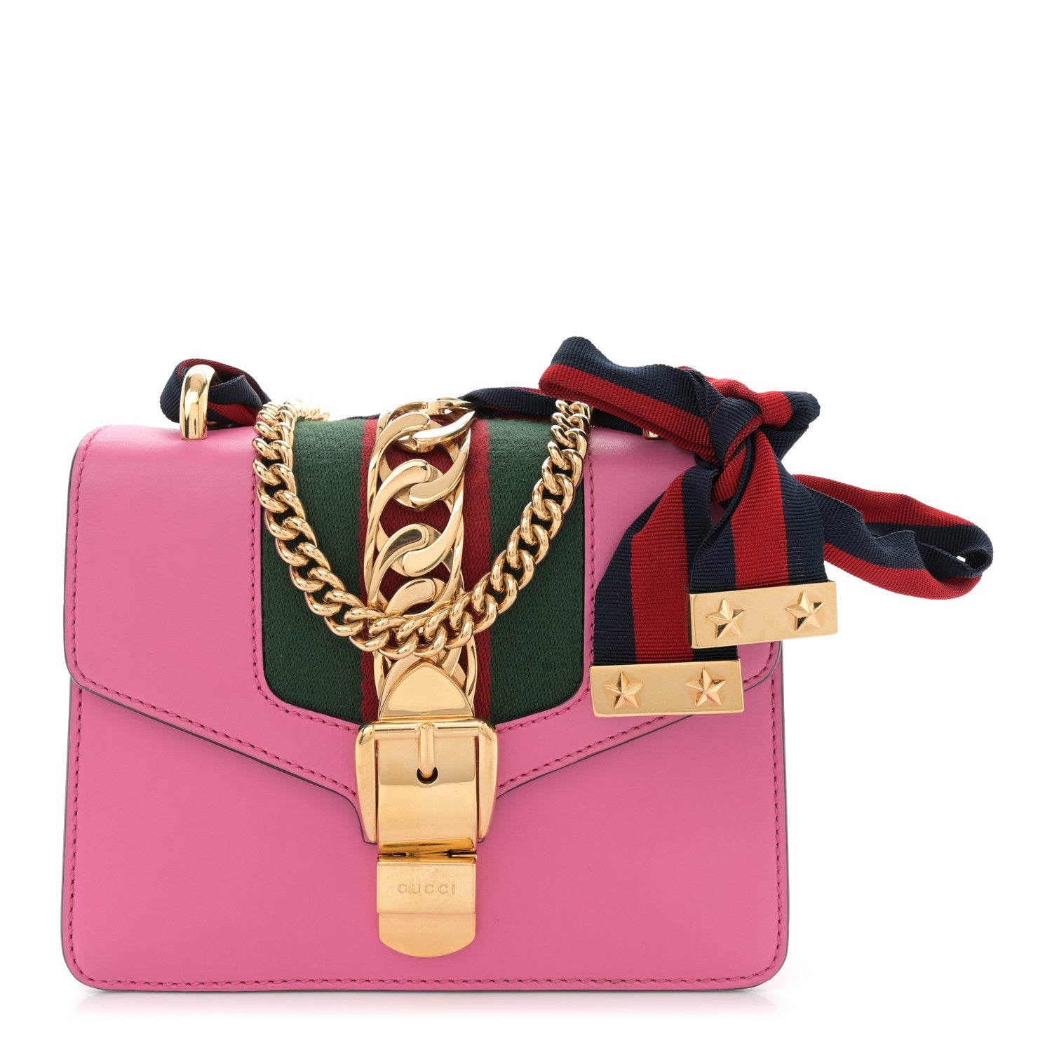Vitello Fontanella Web Mini Sylvie Chain Shoulder Bag Pink Tropical Flower