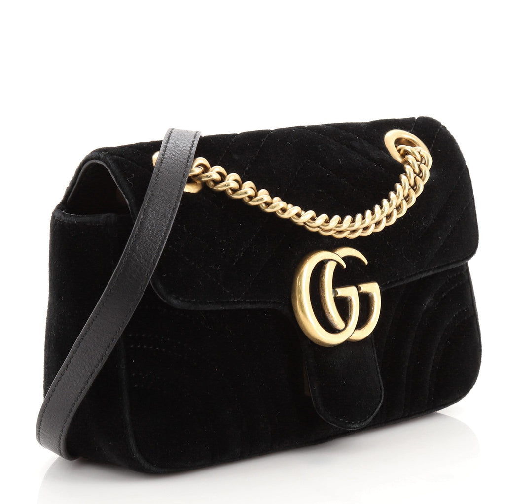 GG Marmont Flap Bag Matelasse Velvet Mini